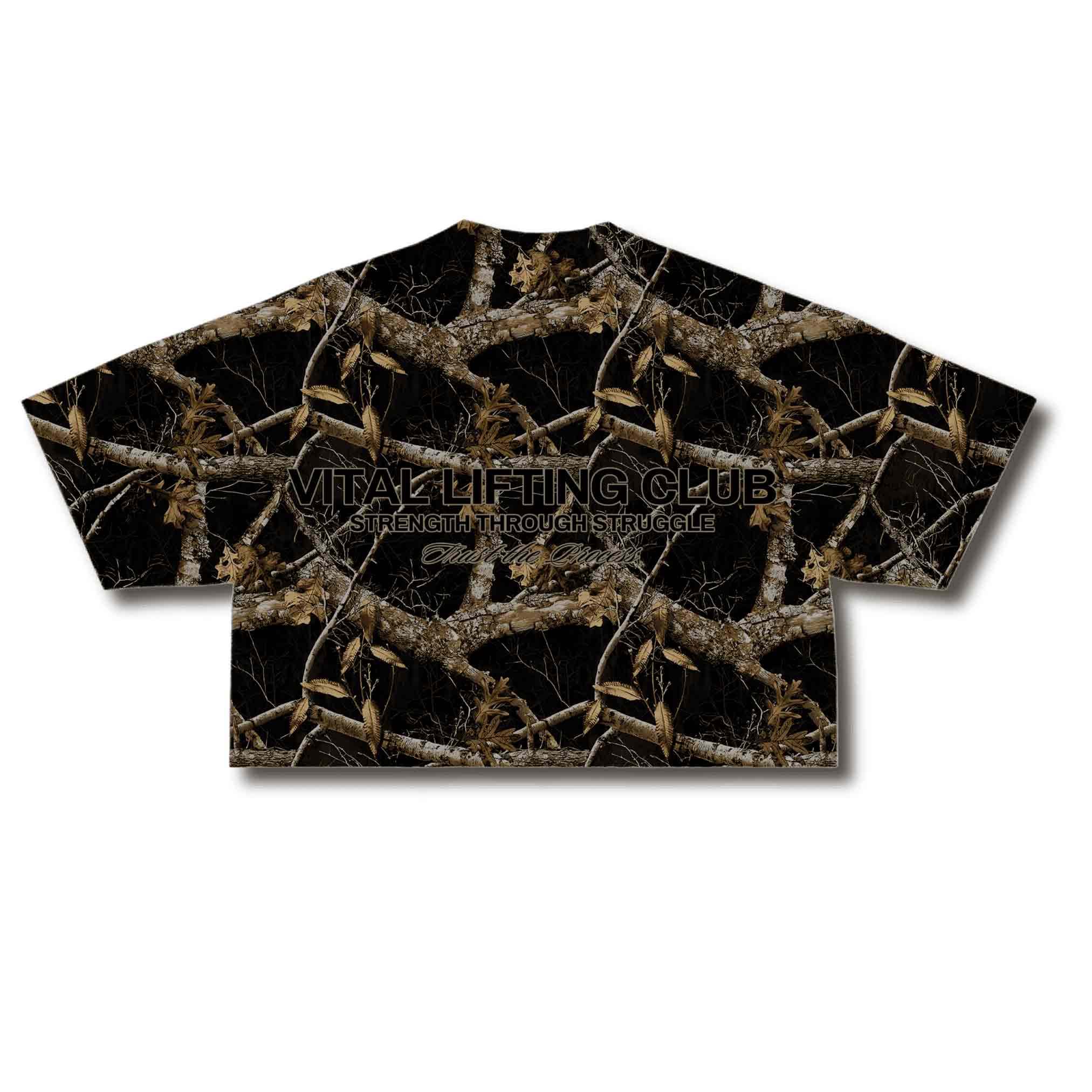 Fitted Crop T-Shirt - STS Black Woodland Camo - VITAL APPAREL