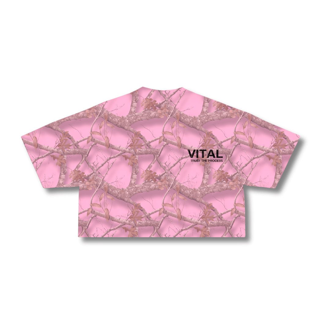 Fitted Crop T-Shirt - STS Pink Woodland Camo - VITAL APPAREL