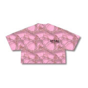 Fitted Crop T-Shirt - STS Pink Woodland Camo - VITAL APPAREL