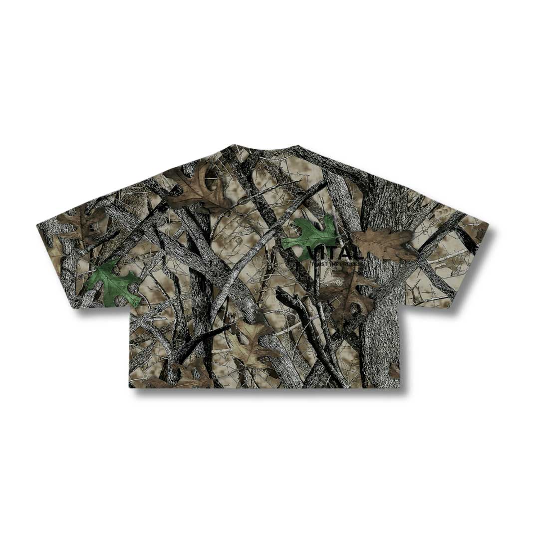 Fitted Crop T-Shirt - STS Woodland Camo - VITAL APPAREL