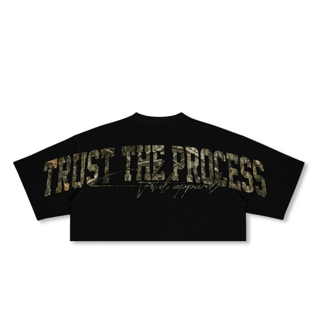 Fitted Crop T-Shirt - VITAL APPAREL Trust the Process Forest Camo - VITAL APPAREL