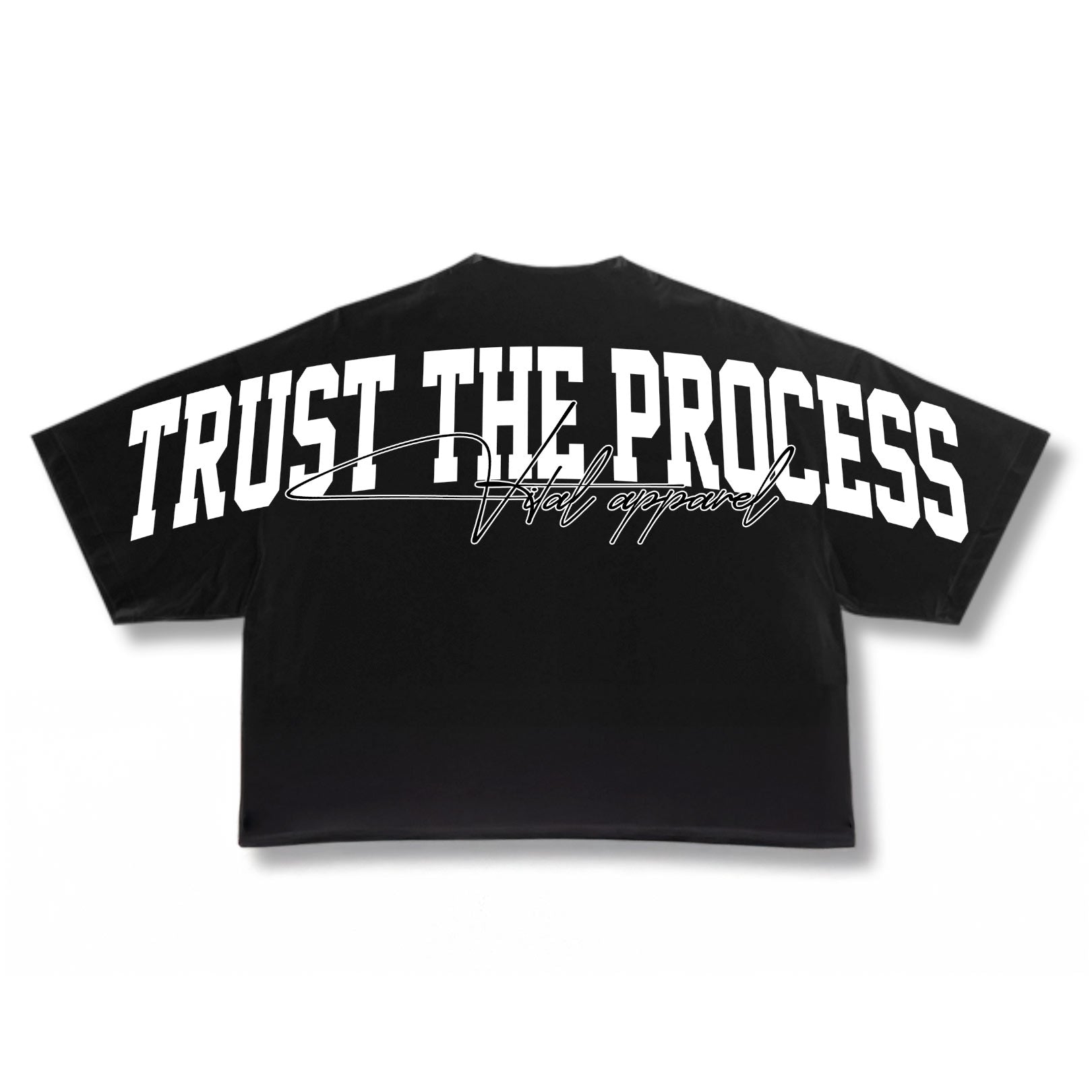 Oversized Crop T-Shirt - VITAL APPAREL Trust the Process Black/White