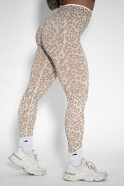 Luxe Scrunch Butt Leggings - Cream Leopard - VITAL APPAREL