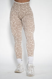 Luxe Scrunch Butt Leggings - Cream Leopard - VITAL APPAREL