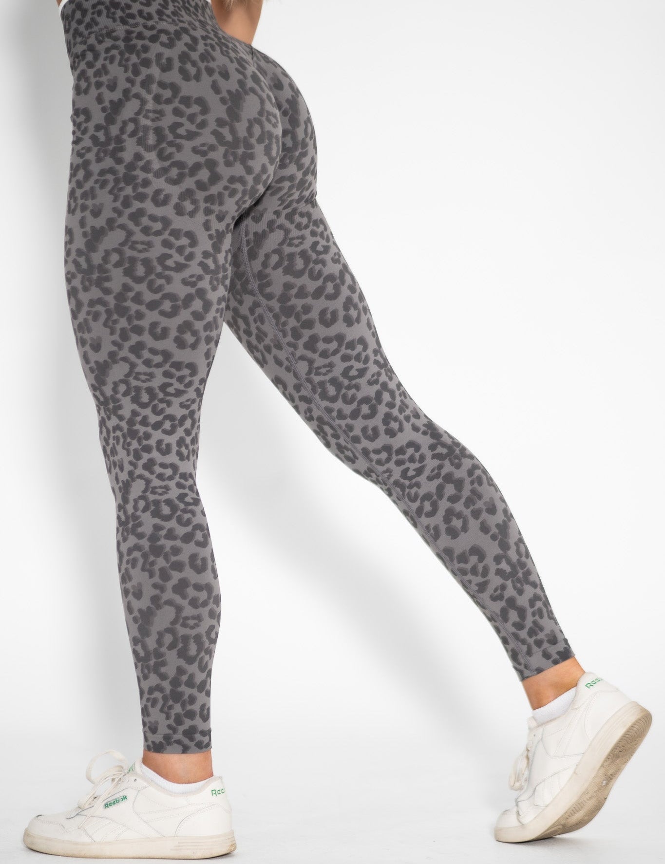 Luxe Scrunch Butt Leggings - Gray Leopard - VITAL APPAREL