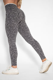 Luxe Scrunch Butt Leggings - Gray Leopard - VITAL APPAREL