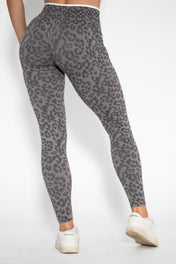 Luxe Scrunch Butt Leggings - Gray Leopard - VITAL APPAREL