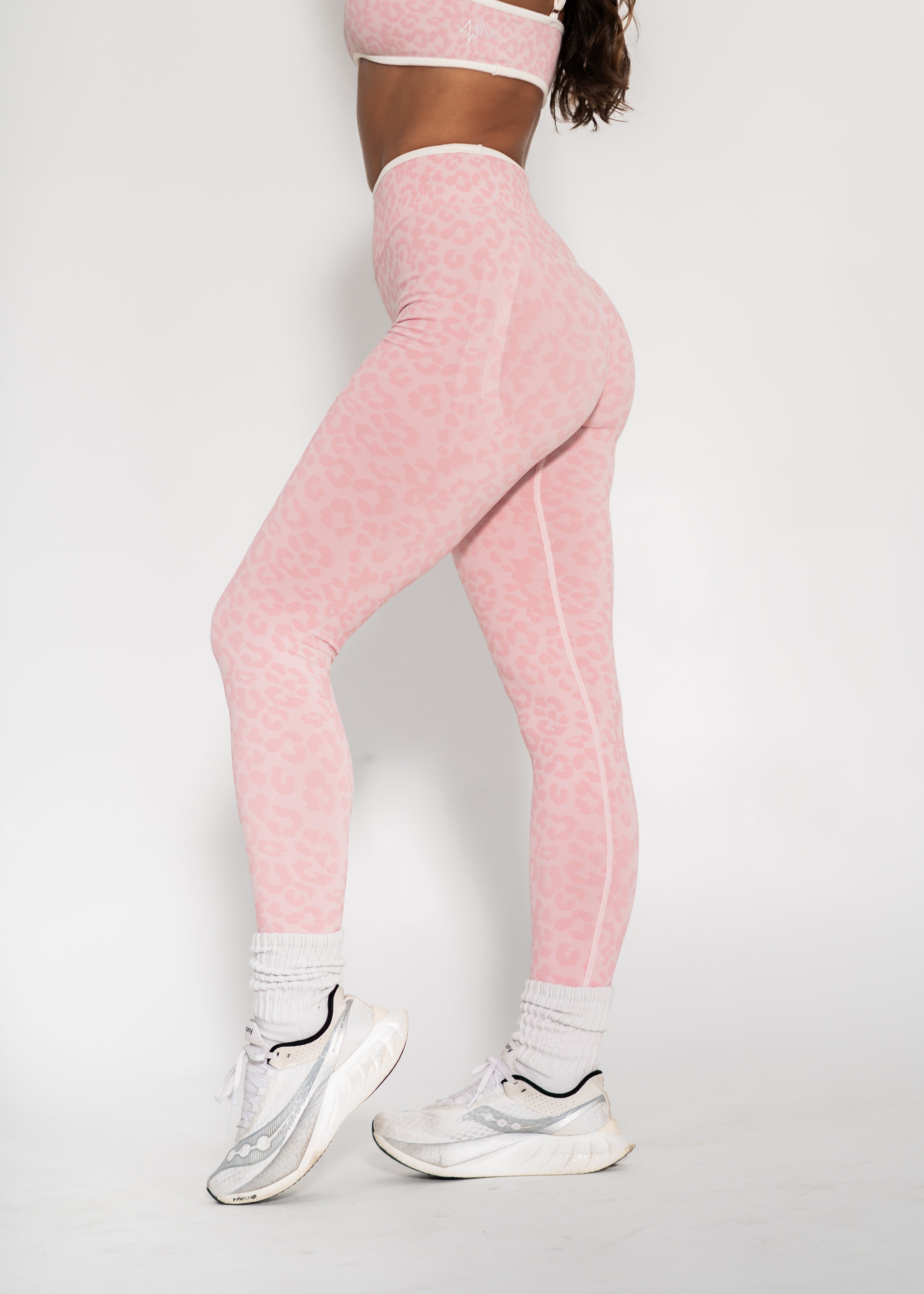 Luxe Seamless Scrunch Butt Leggings - Pink Leopard - VITAL APPAREL