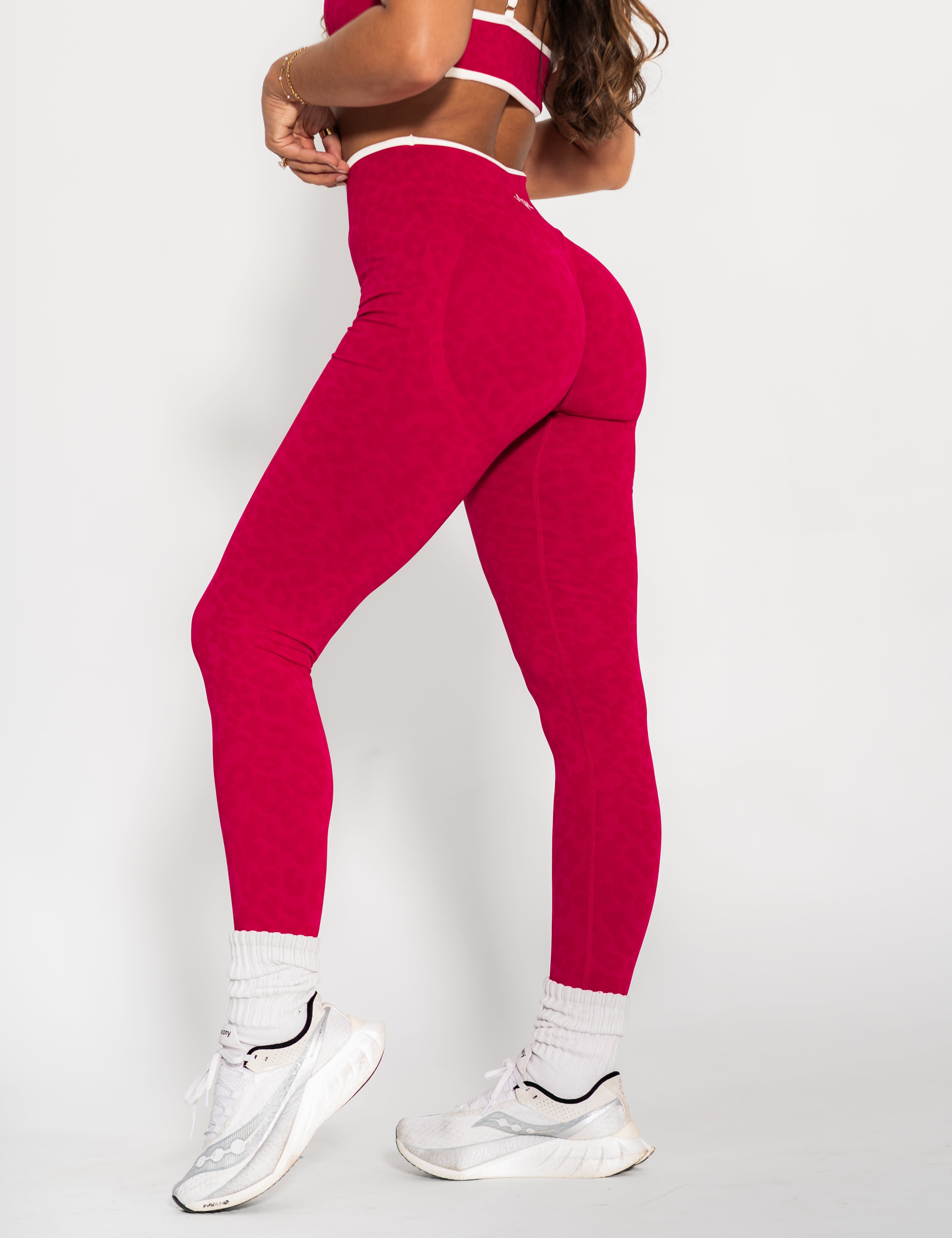 Luxe Seamless Scrunch Butt Leggings - Red Leopard - VITAL APPAREL