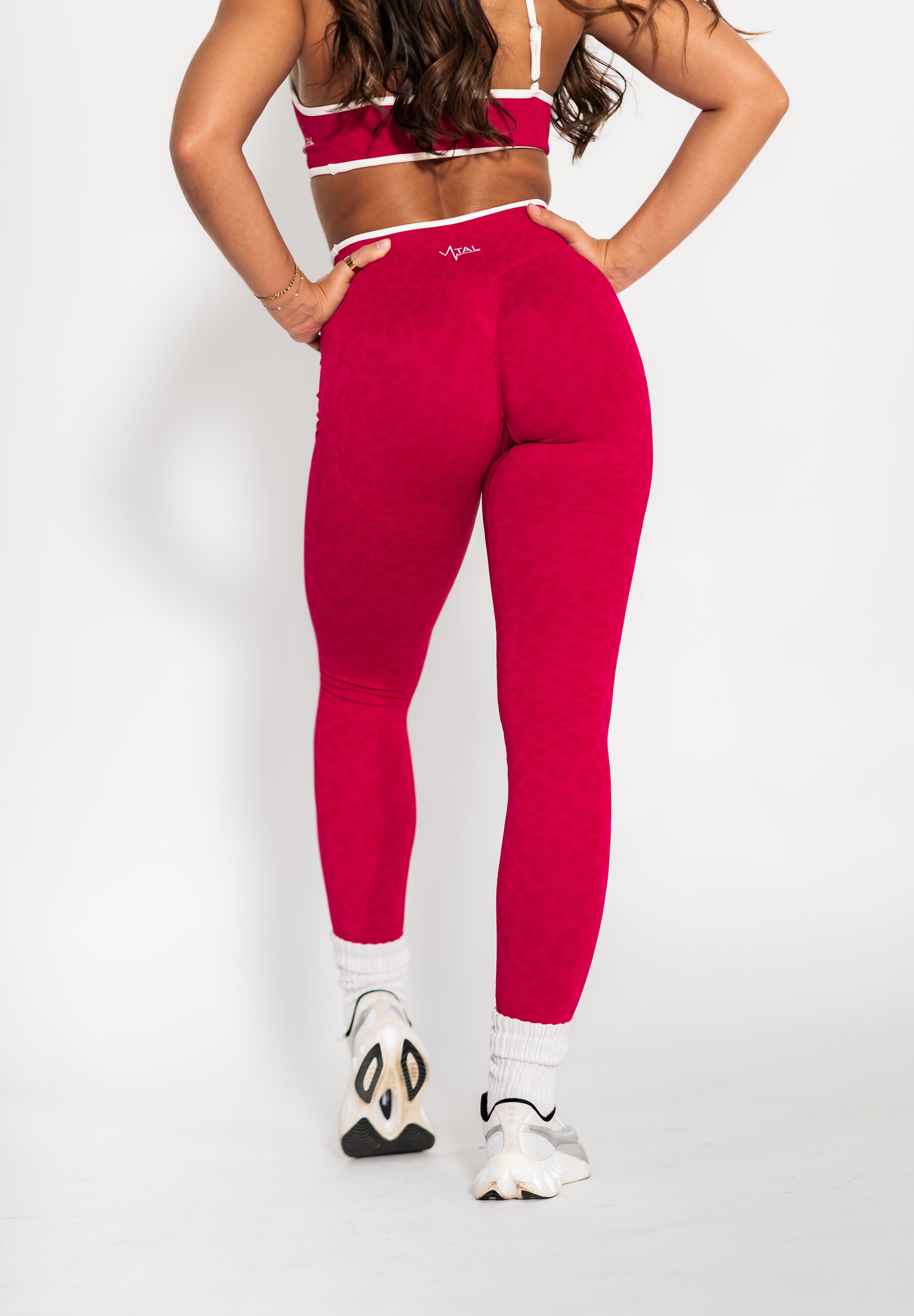 Luxe Seamless Scrunch Butt Leggings - Red Leopard - VITAL APPAREL