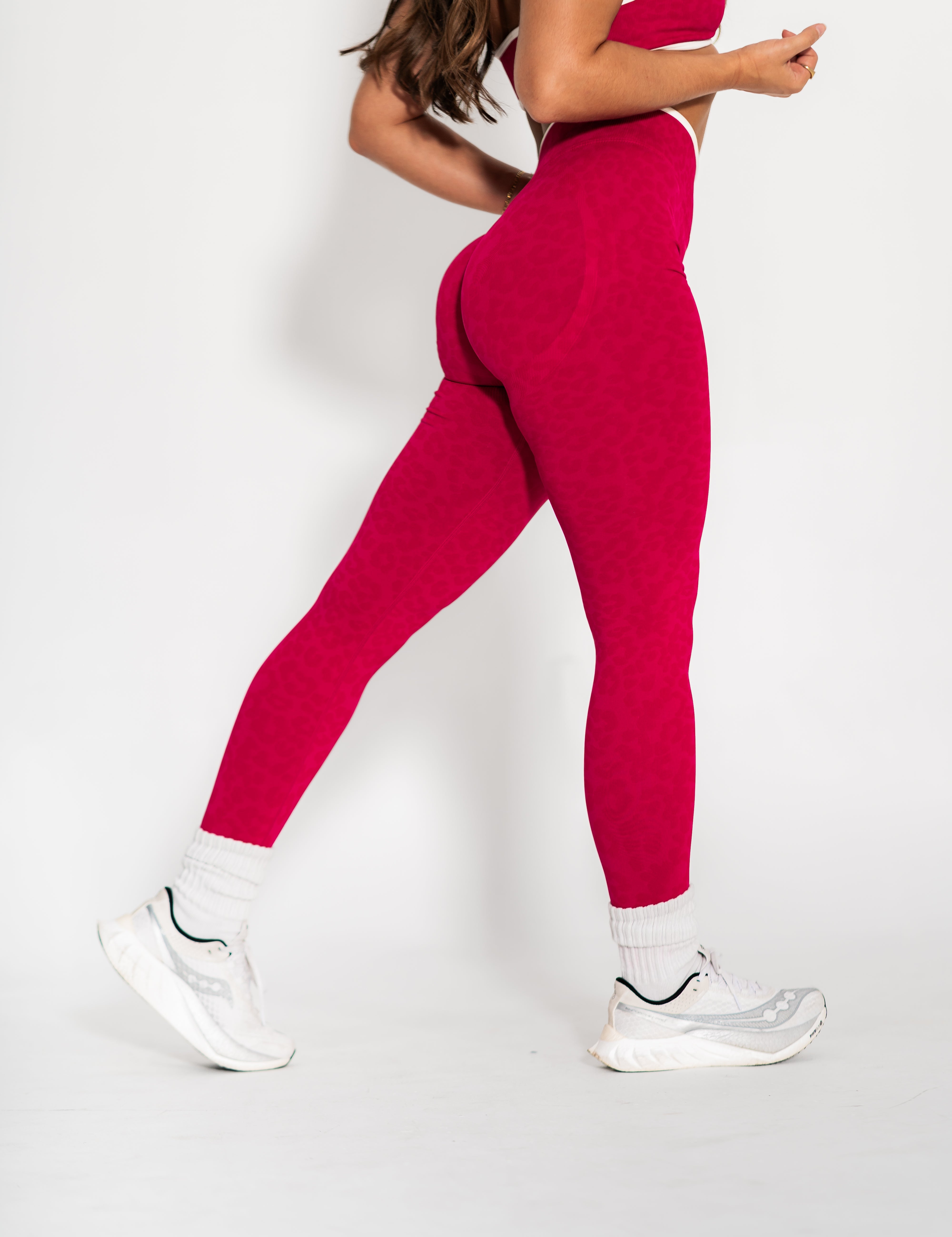 Luxe Seamless Scrunch Butt Leggings - Red Leopard - VITAL APPAREL