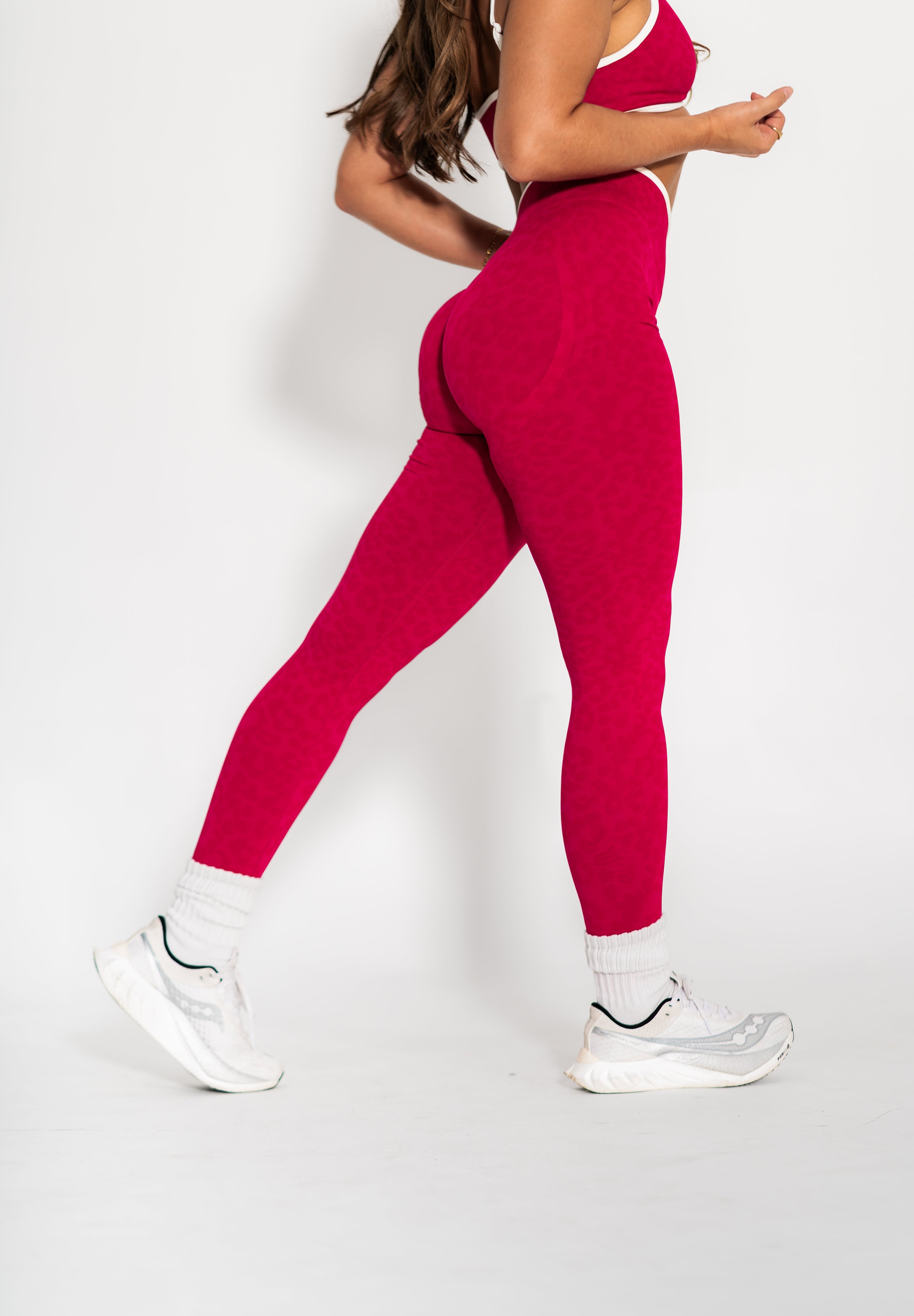 Luxe Seamless Scrunch Butt Leggings - Red Leopard - VITAL APPAREL