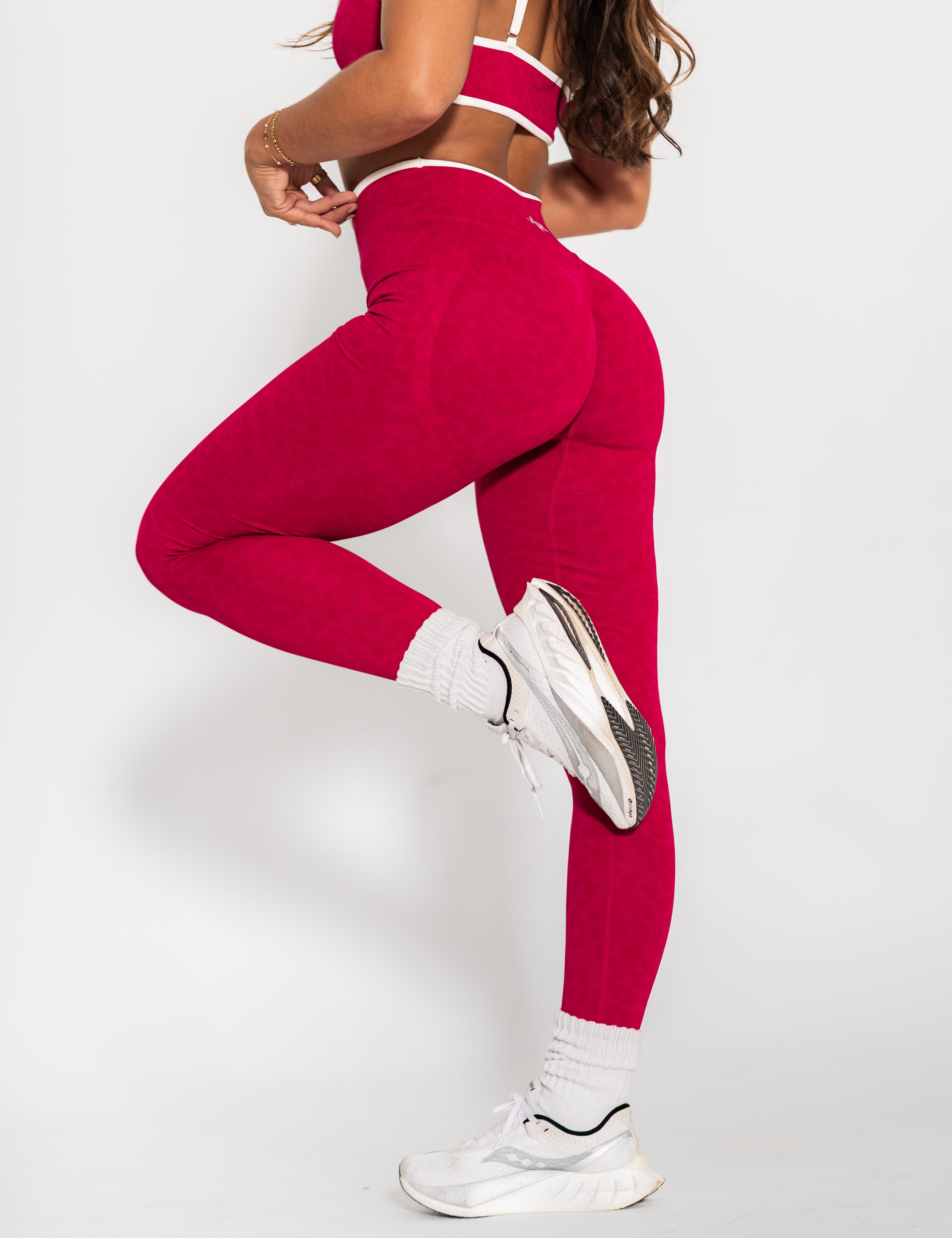 Luxe Seamless Scrunch Butt Leggings - Red Leopard - VITAL APPAREL
