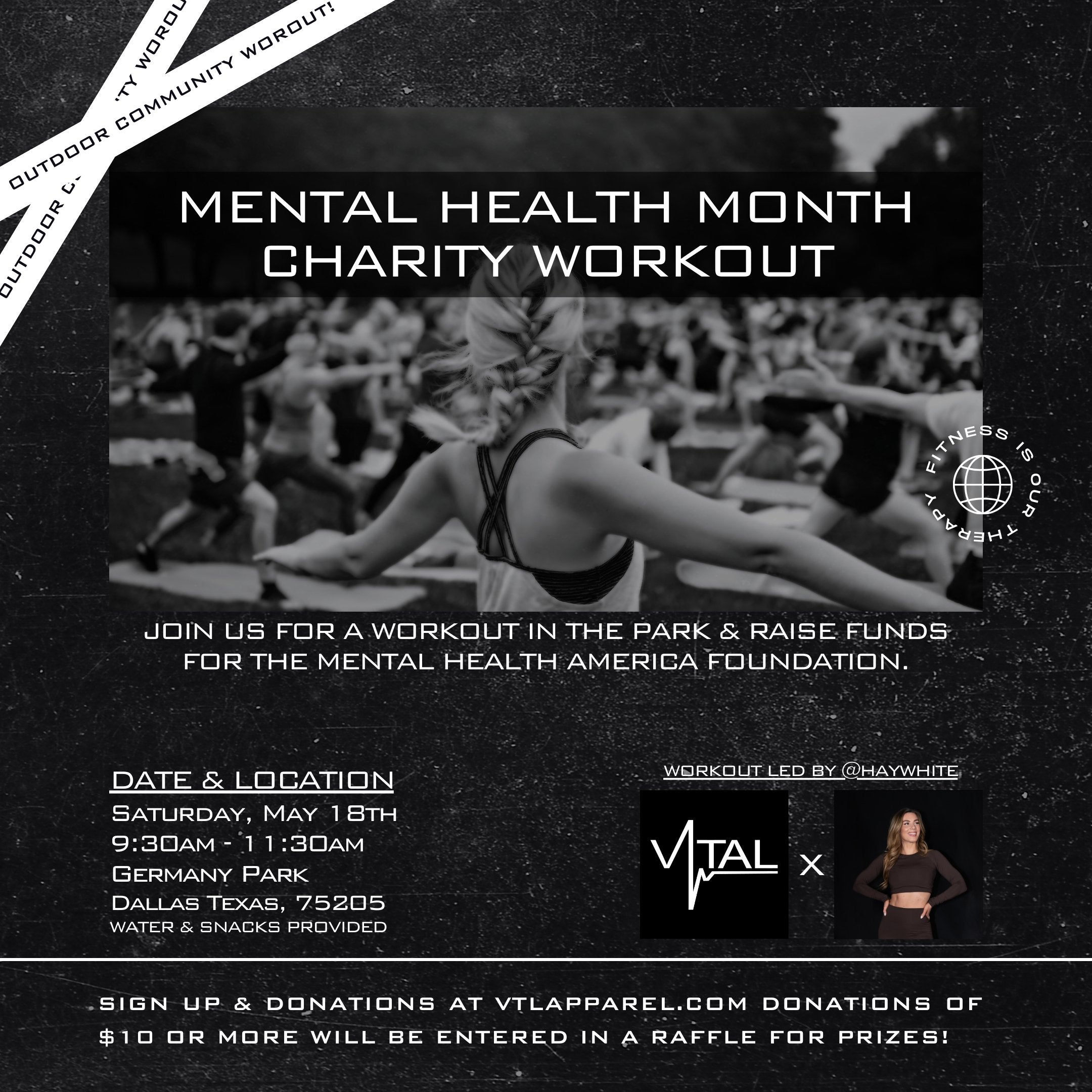 Mental Health Month Charity Workout May 18th Germany Park Dallas, TX - VITAL APPAREL
