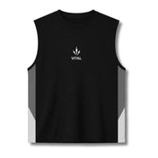 Momentum Cut Off Tank - Gray/Cream - VITAL APPAREL