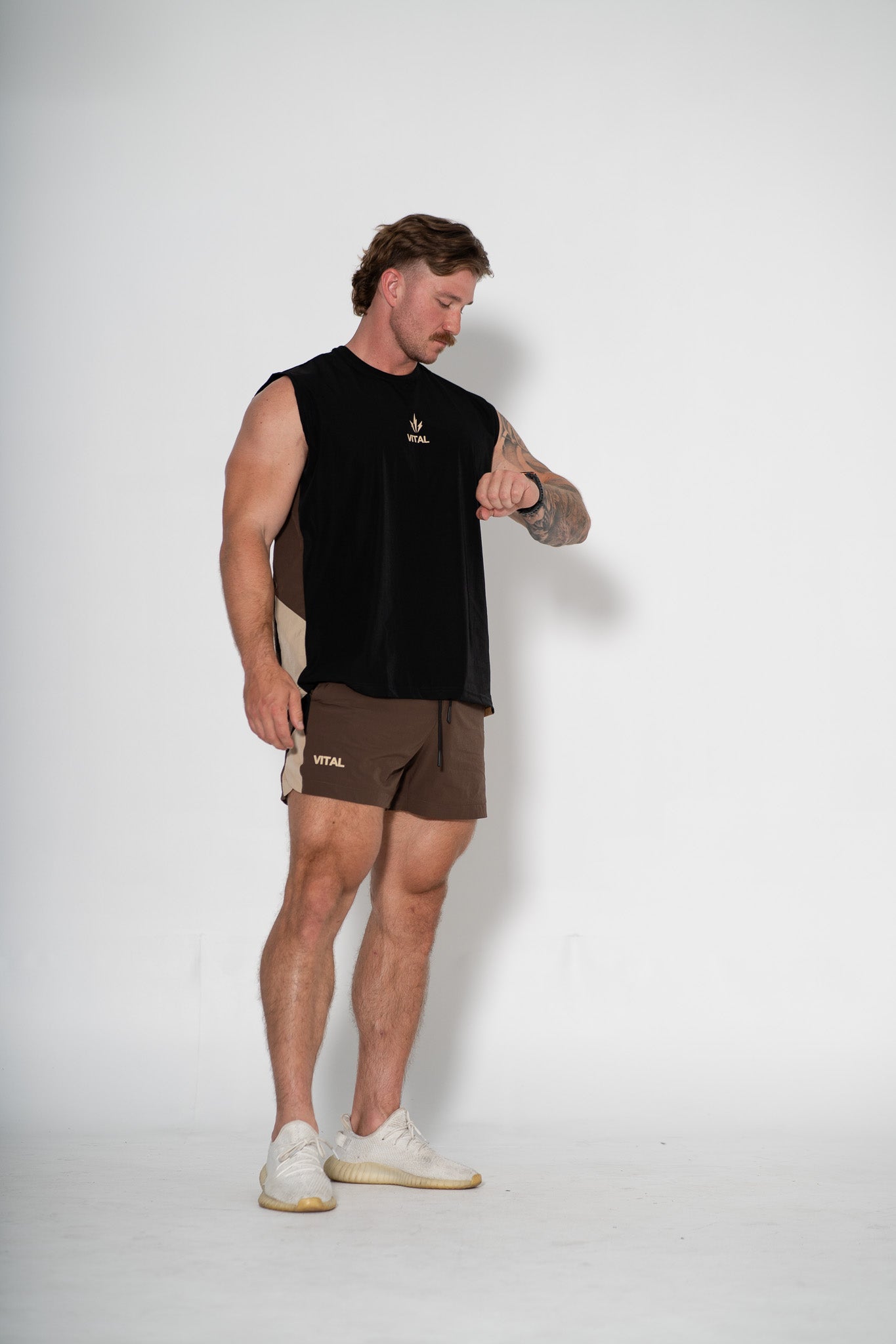 Momentum Cut Off Tank - Mocha/Sand - VITAL APPAREL