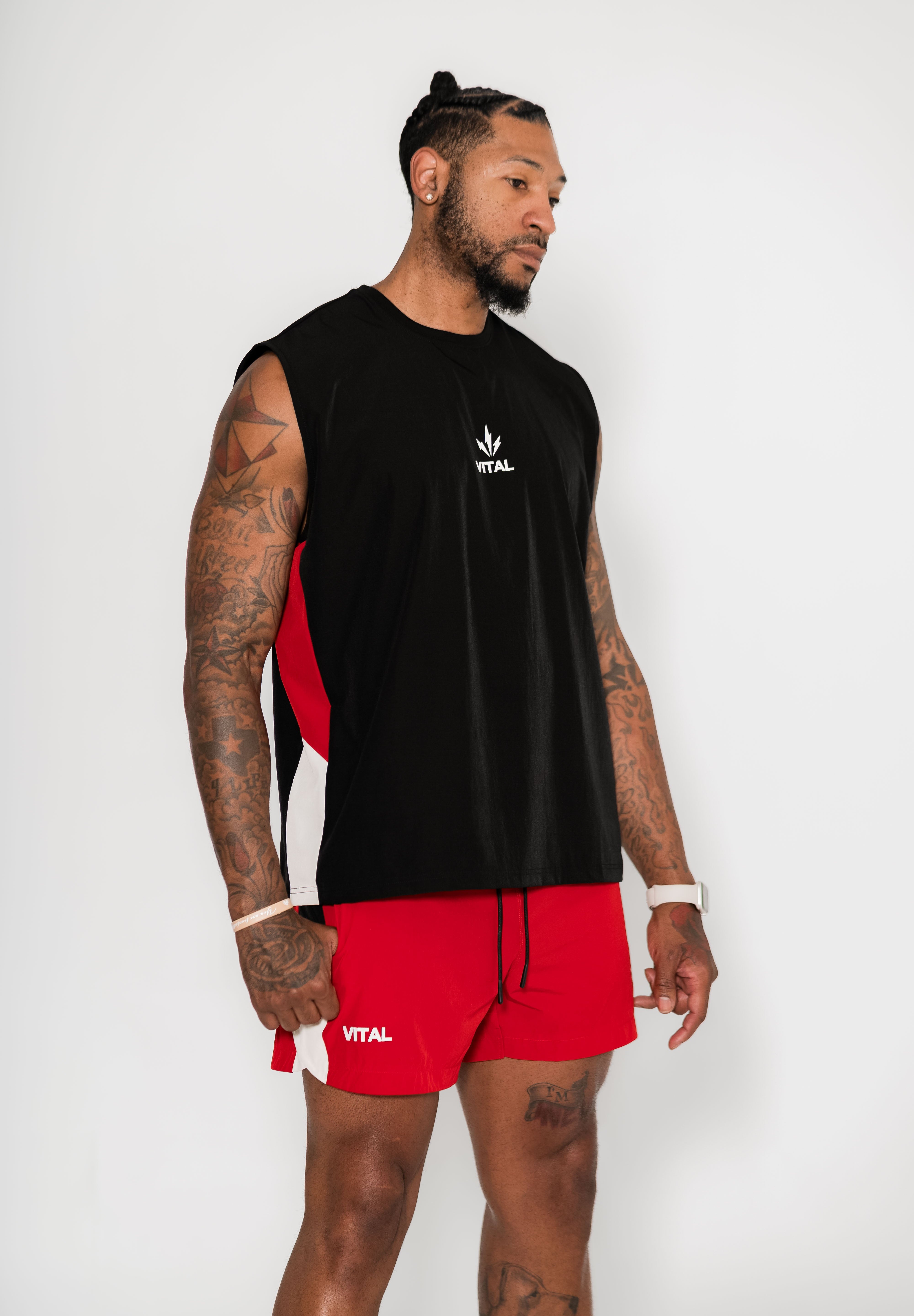 Momentum Short 6"- Red/Cream - VITAL APPAREL