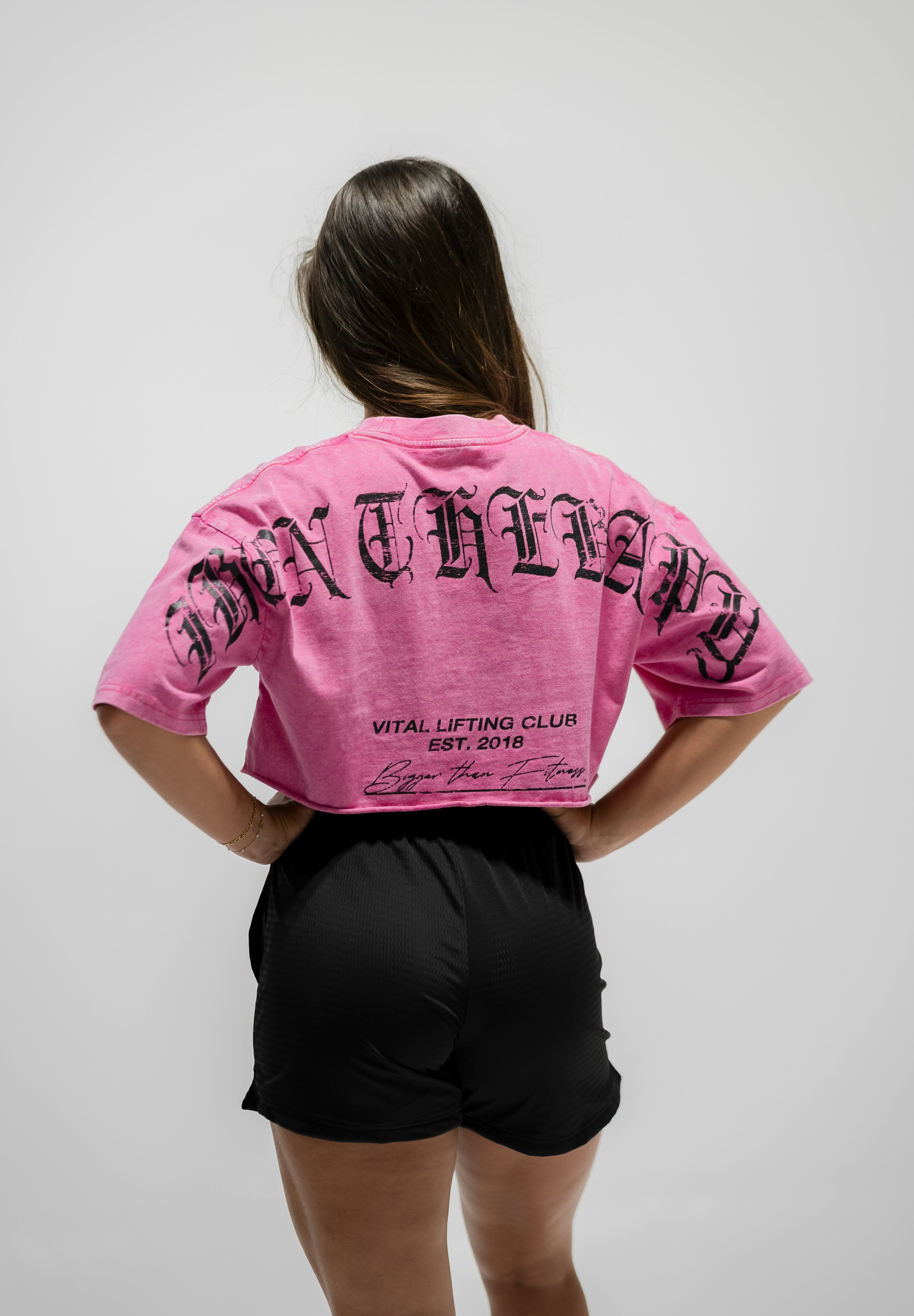 Oversized Crop T-Shirt - Iron Therapy OE Pink Acid - VITAL APPAREL
