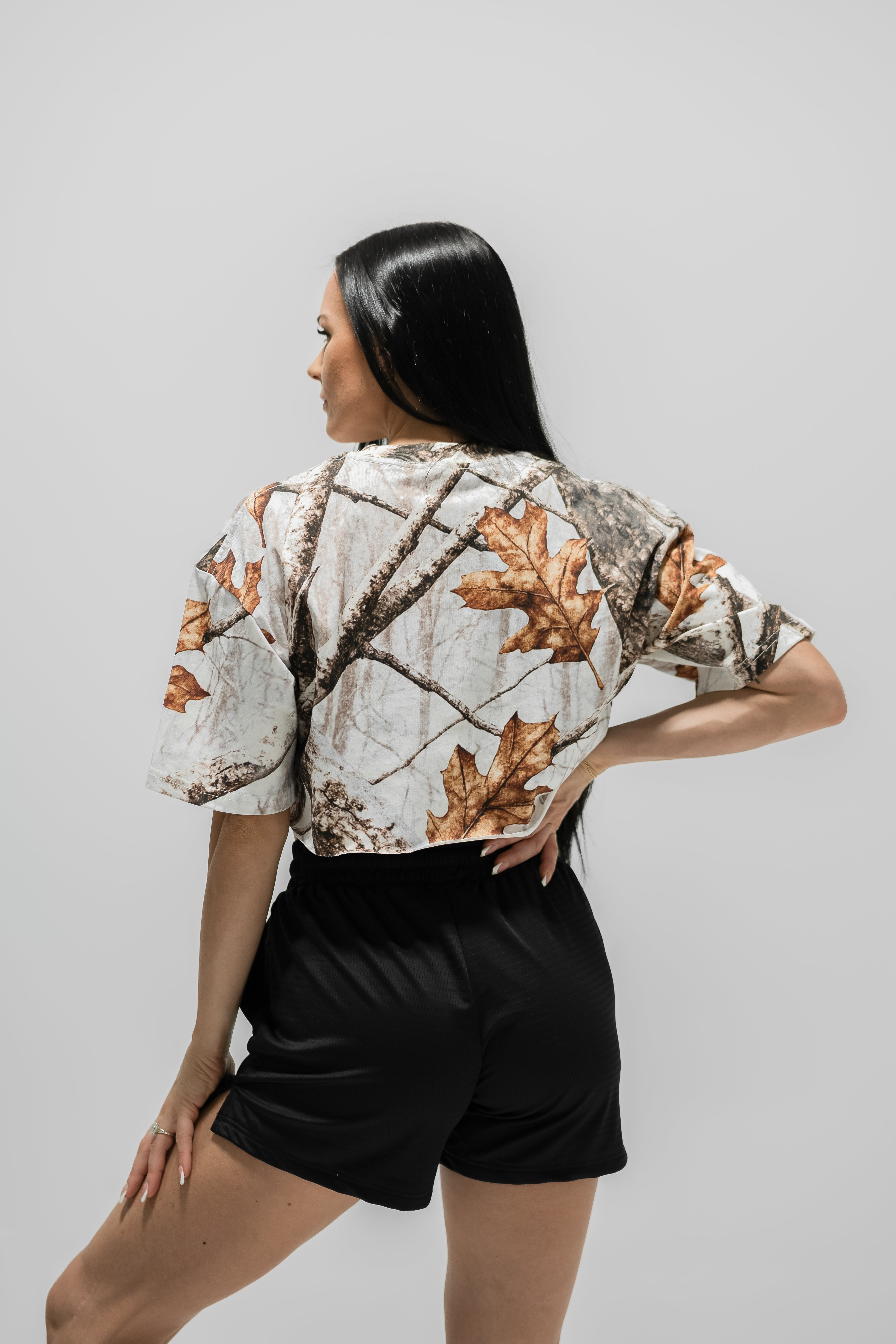 Oversized Crop T-Shirt - Snow Camo - VITAL APPAREL