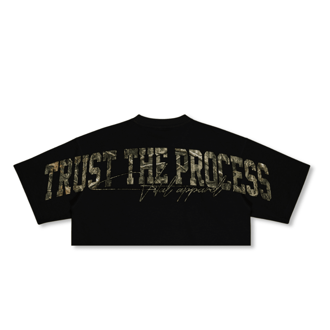 Oversized Crop T-Shirt - VITAL APPAREL Trust the Process Forest Camo - VITAL APPAREL