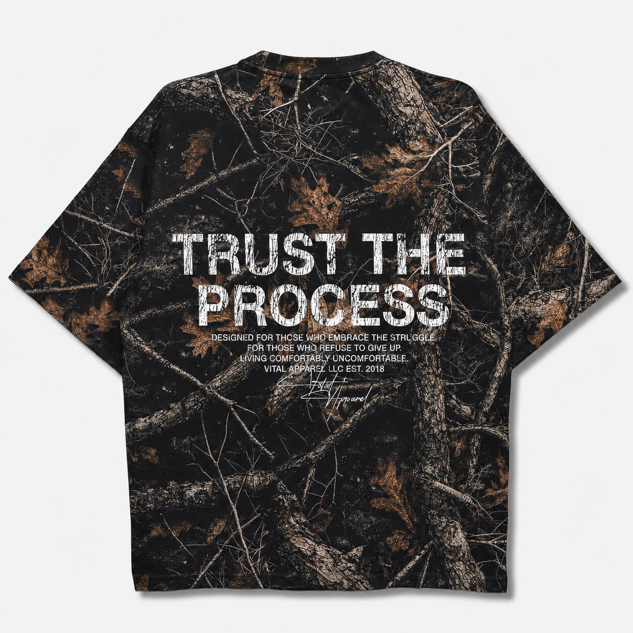 Oversized Pump Cover T-Shirt - Aspire Trust the Process Midnight Camo - VITAL APPAREL