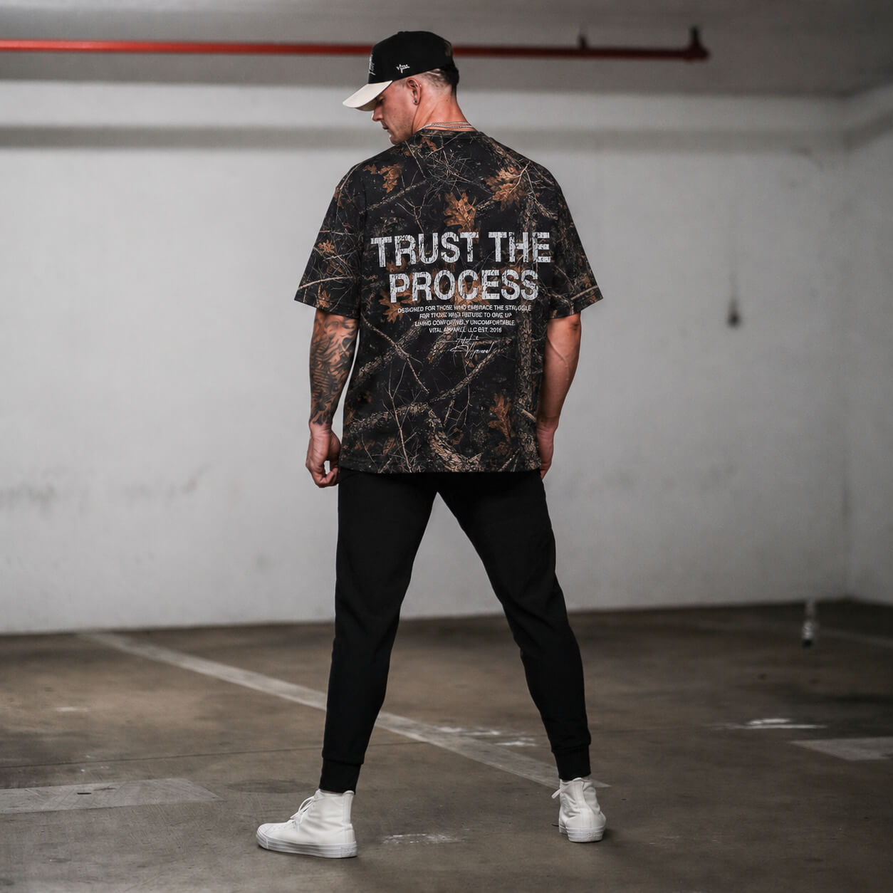 Oversized Pump Cover T-Shirt - Aspire Trust the Process Midnight Camo - VITAL APPAREL