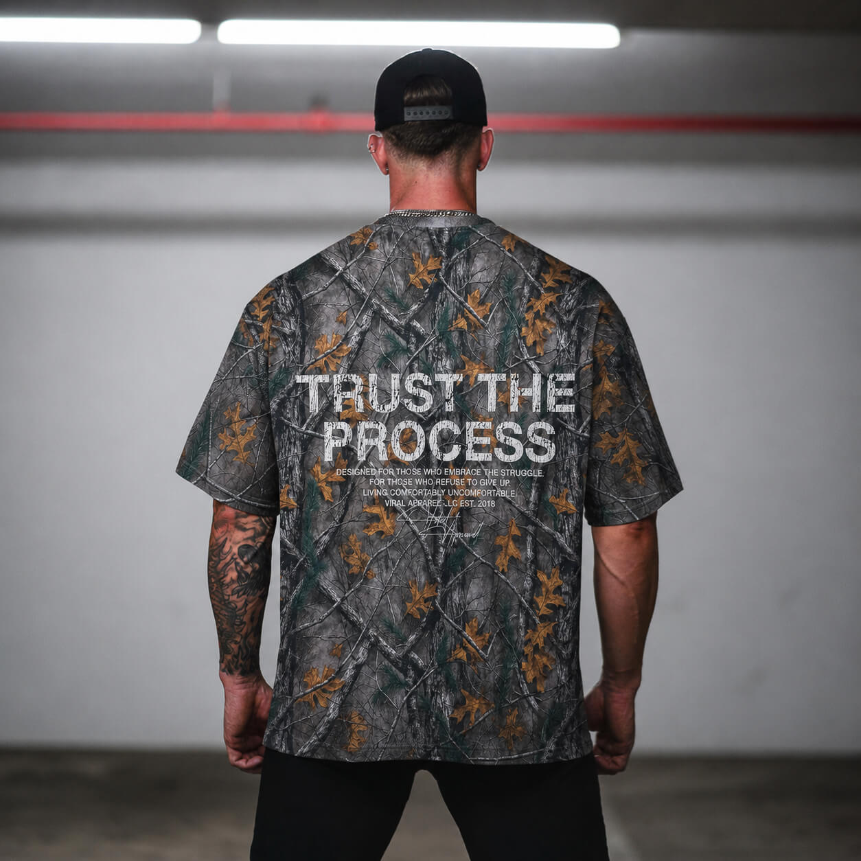Oversized Pump Cover T-Shirt - Aspire Trust the Process/Forest Camo - VITAL APPAREL