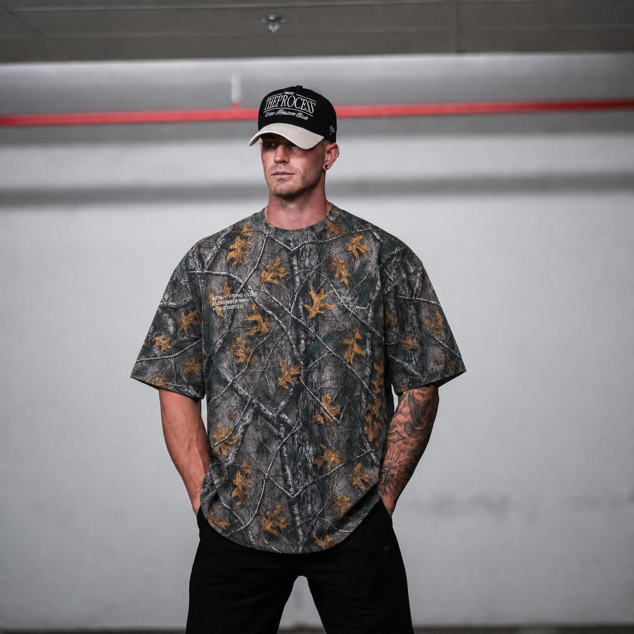 Oversized Pump Cover T-Shirt - Aspire Trust the Process/Forest Camo - VITAL APPAREL