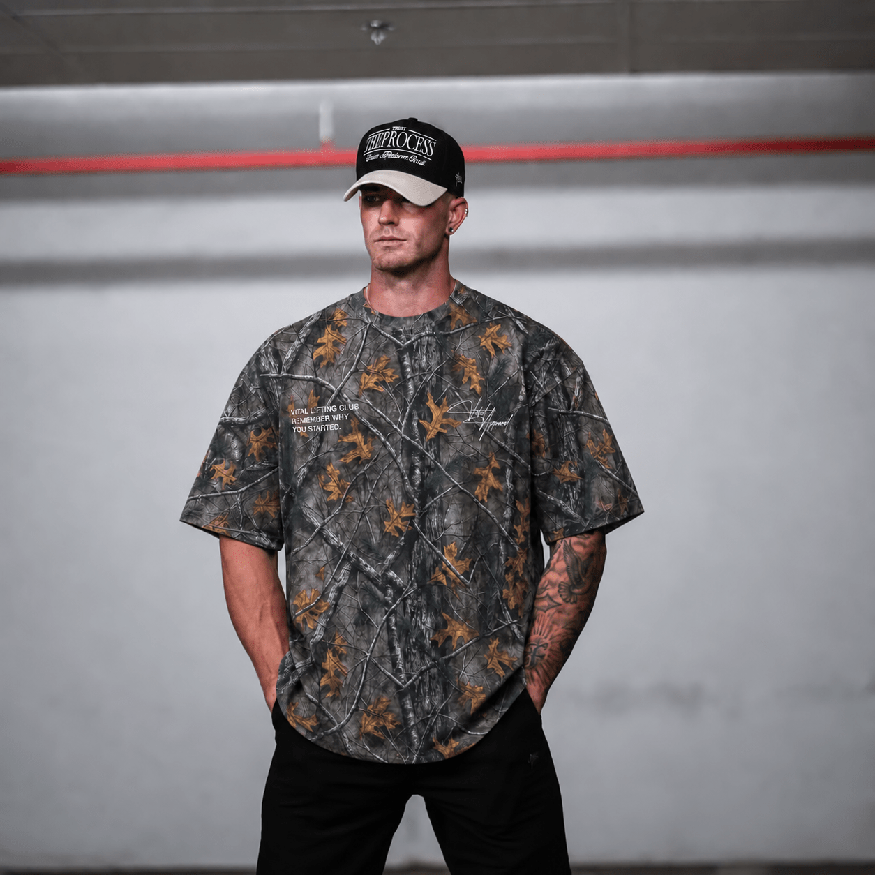 Oversized Pump Cover T-Shirt - Aspire Trust the Process/Forest Camo - VITAL APPAREL