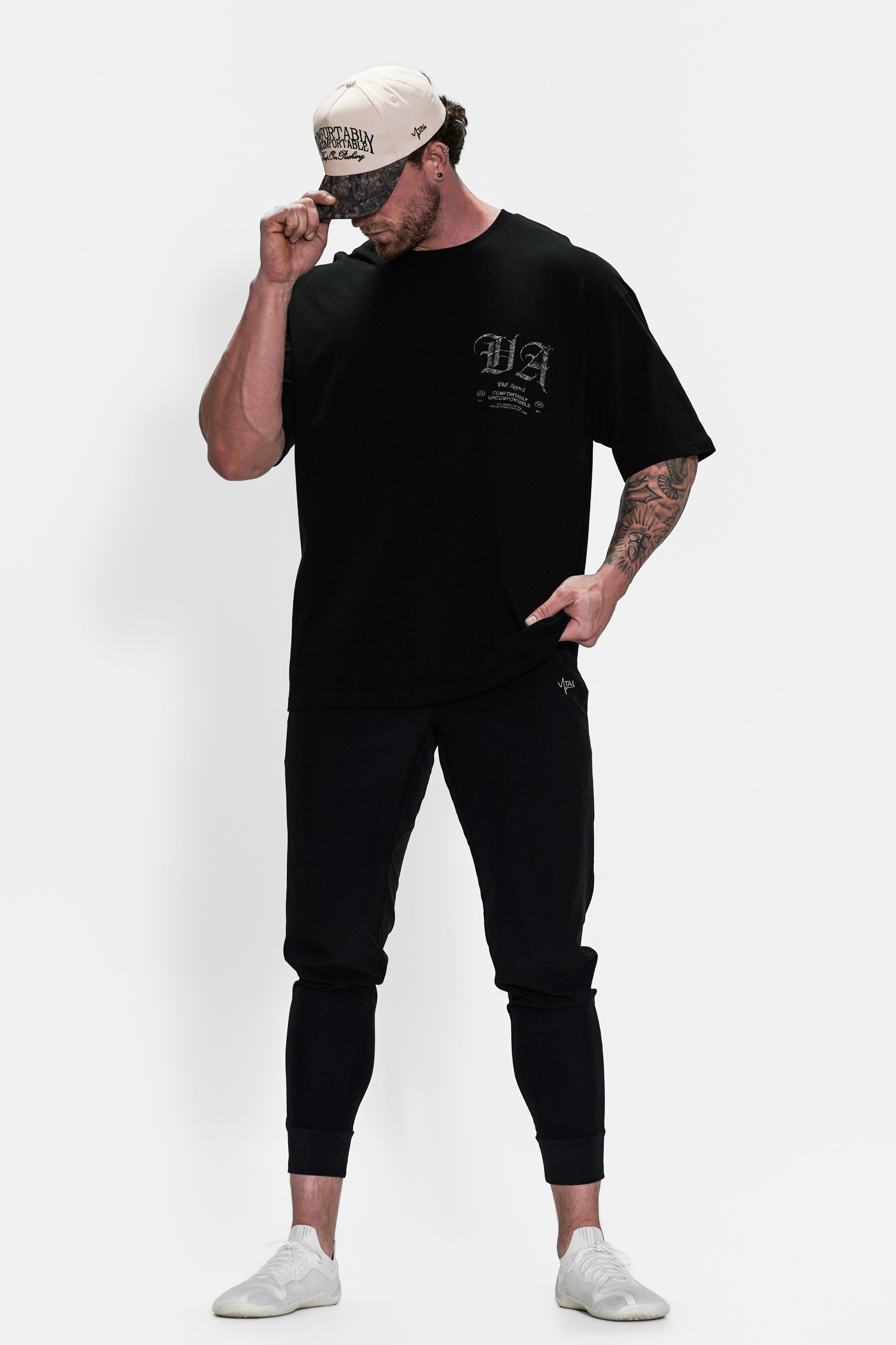 Oversized Pump Cover T-Shirt - Black/Woodland VA - VITAL APPAREL
