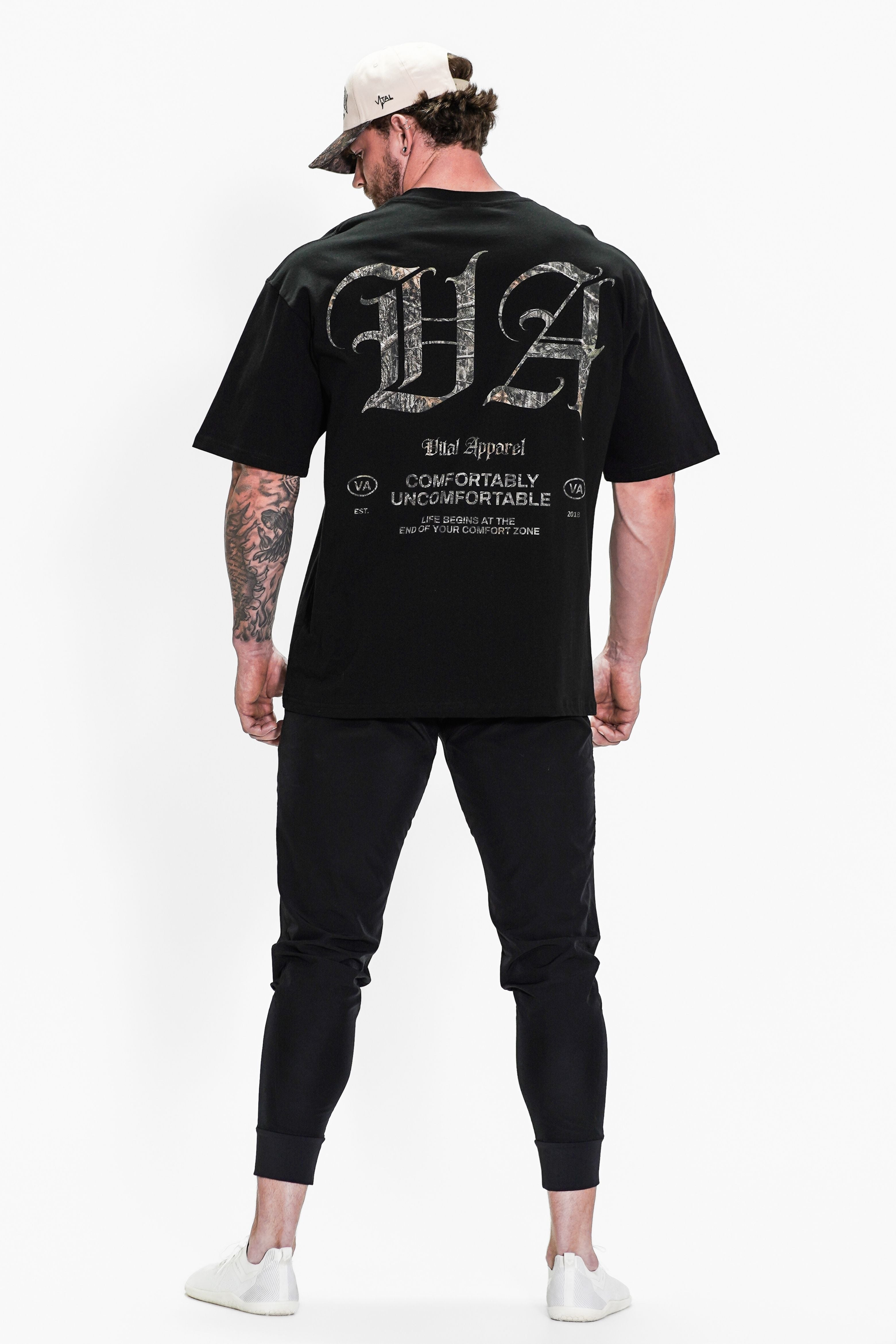 Oversized Pump Cover T-Shirt - Black/Woodland VA - VITAL APPAREL