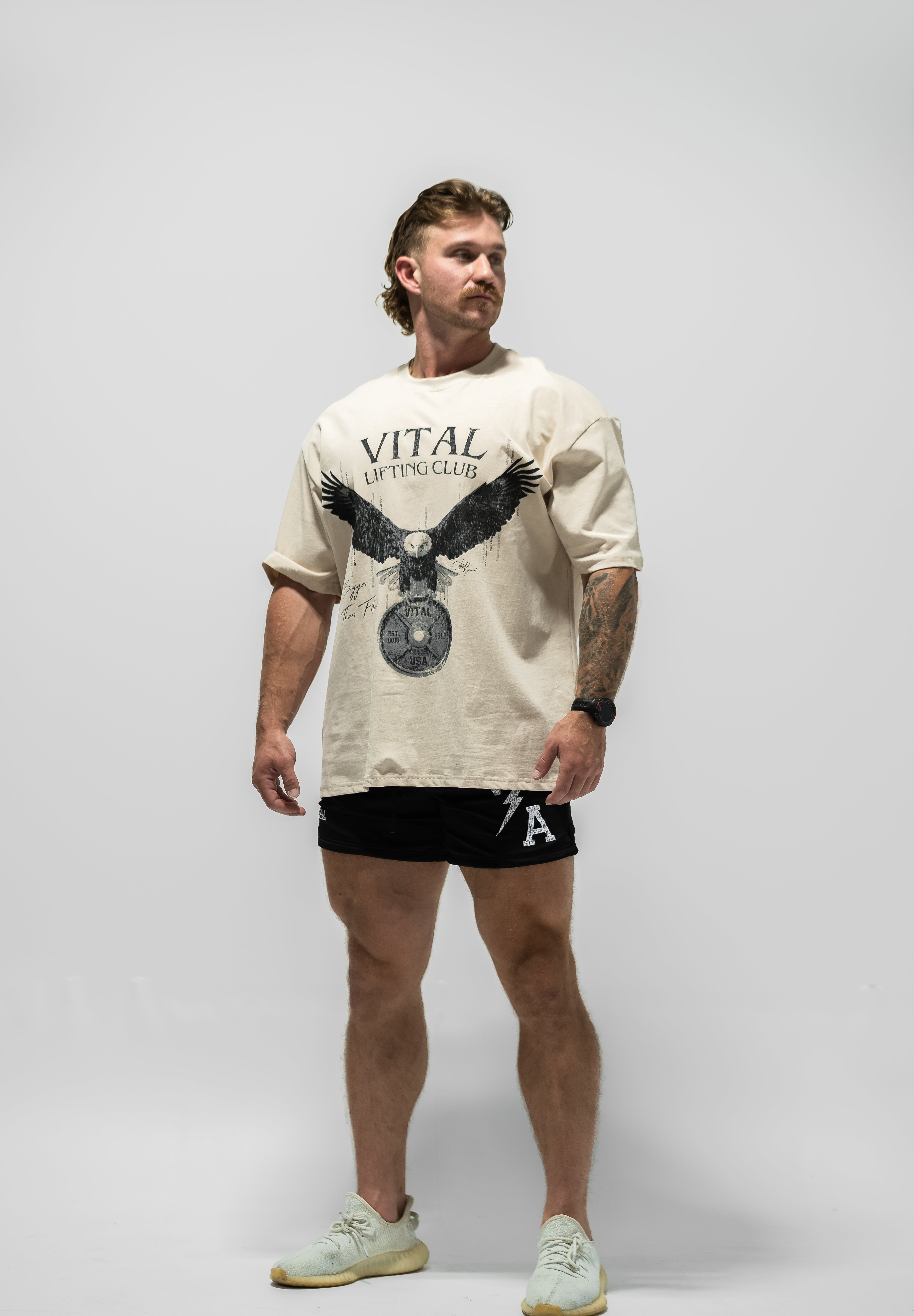 Oversized Pump Cover T-Shirt - Free Your Mind Cream - VITAL APPAREL