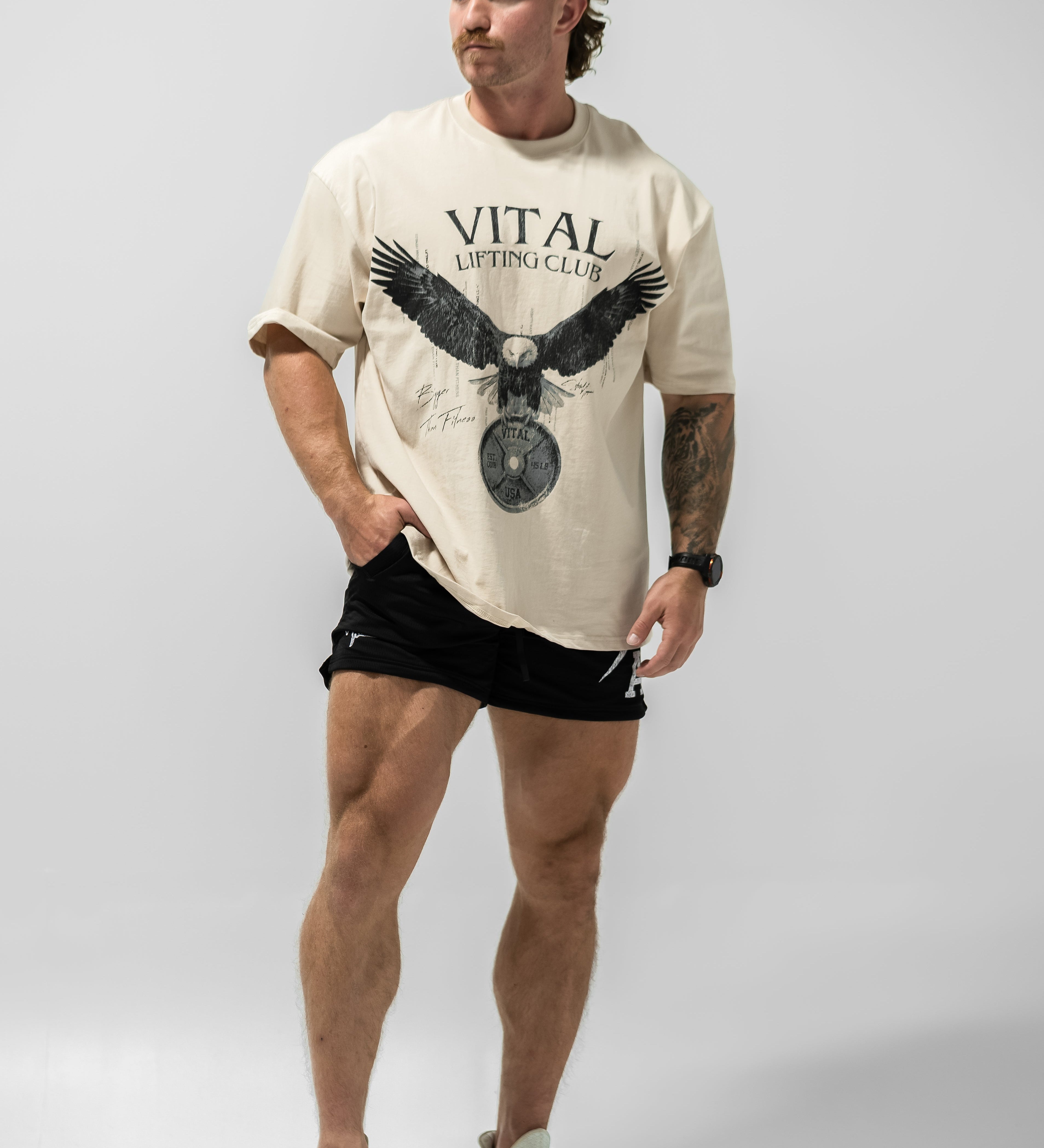 Oversized Pump Cover T-Shirt - Free Your Mind Cream - VITAL APPAREL