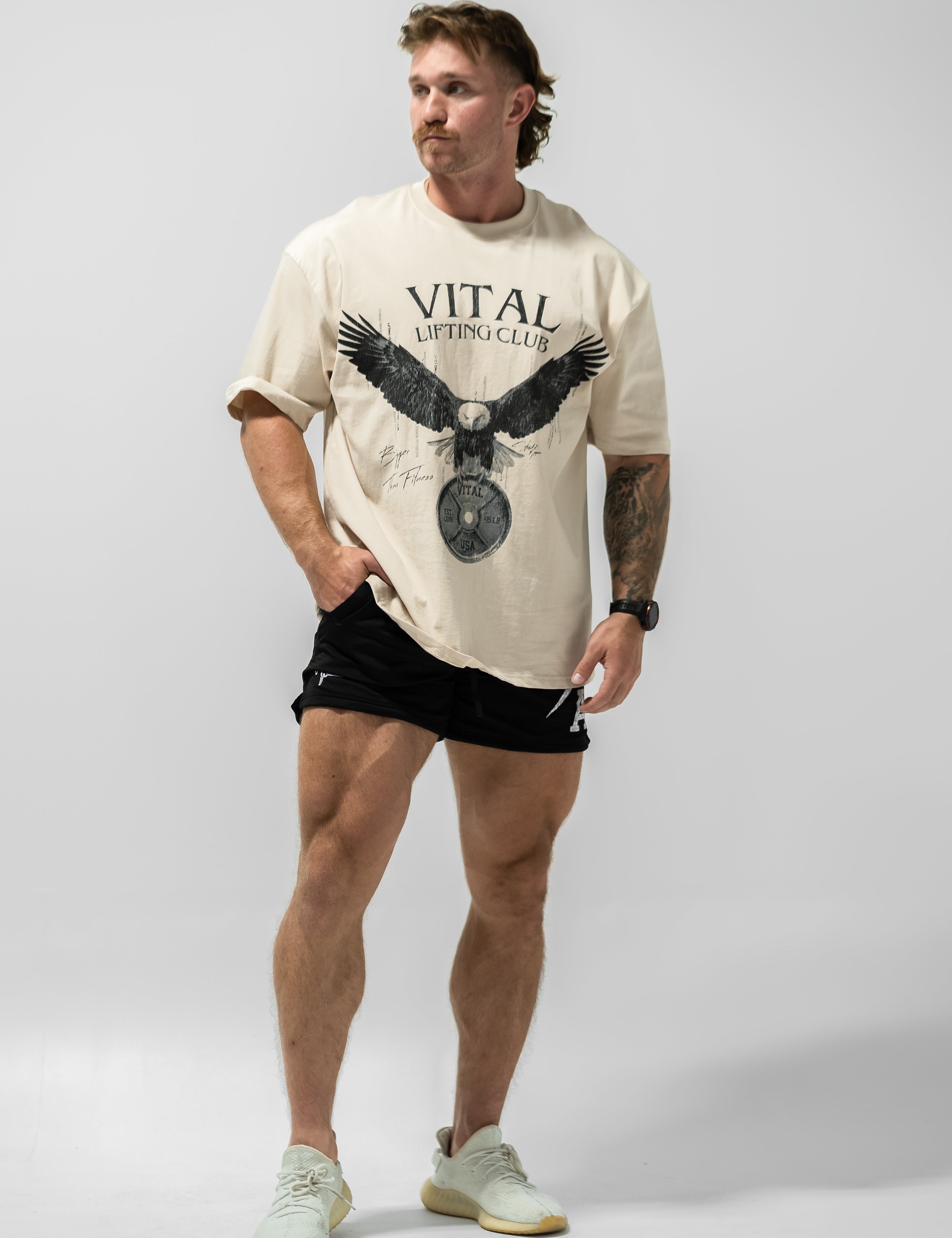 Oversized Pump Cover T-Shirt - Free Your Mind Cream - VITAL APPAREL