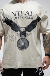 Oversized Pump Cover T-Shirt - Free Your Mind Cream - VITAL APPAREL