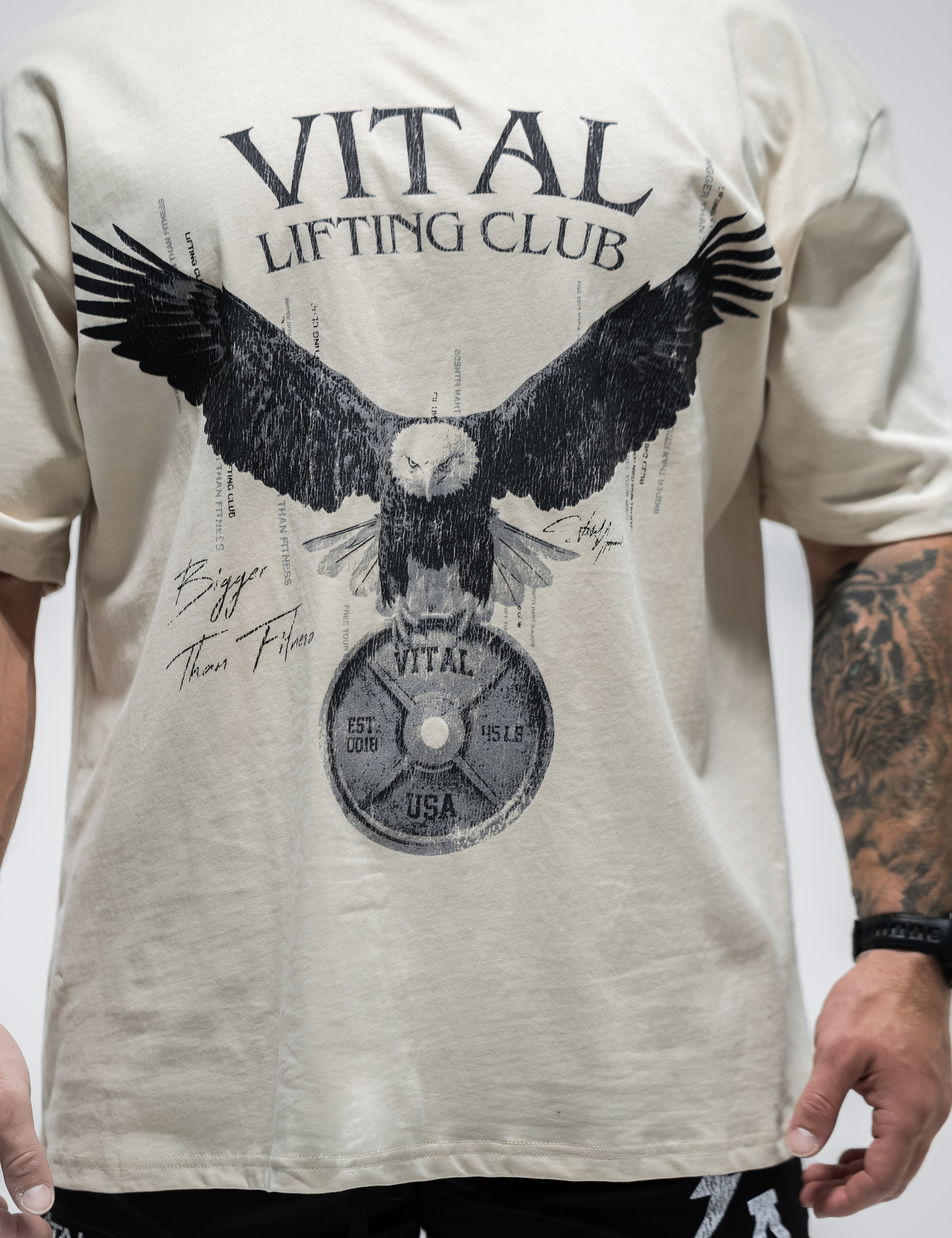 Oversized Pump Cover T-Shirt - Free Your Mind Cream - VITAL APPAREL