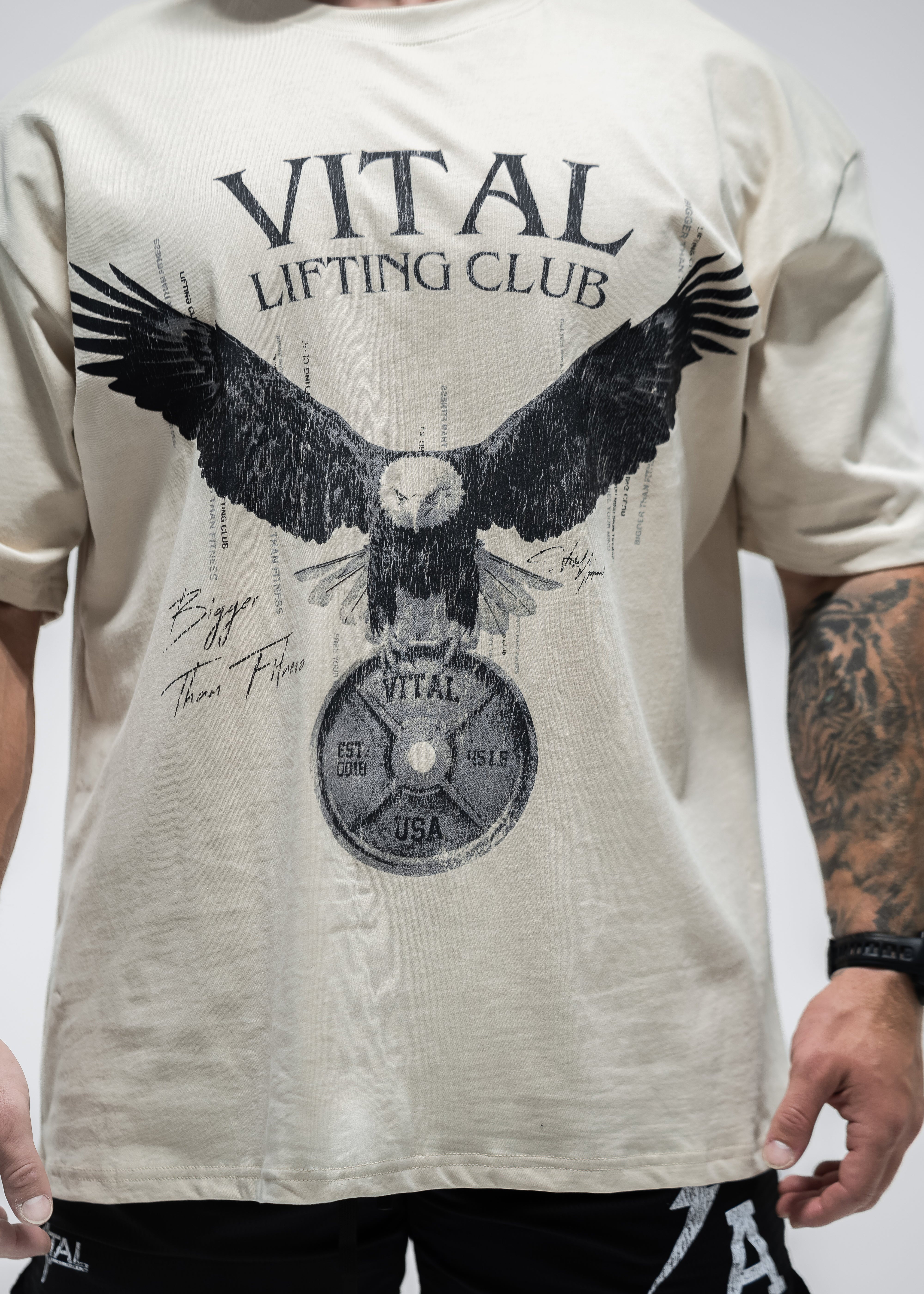 Oversized Pump Cover T-Shirt - Free Your Mind Cream - VITAL APPAREL