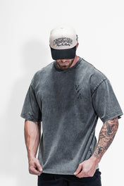 Oversized Pump Cover T-Shirt - Iron Therapy OE Gray Acid Wash - VITAL APPAREL