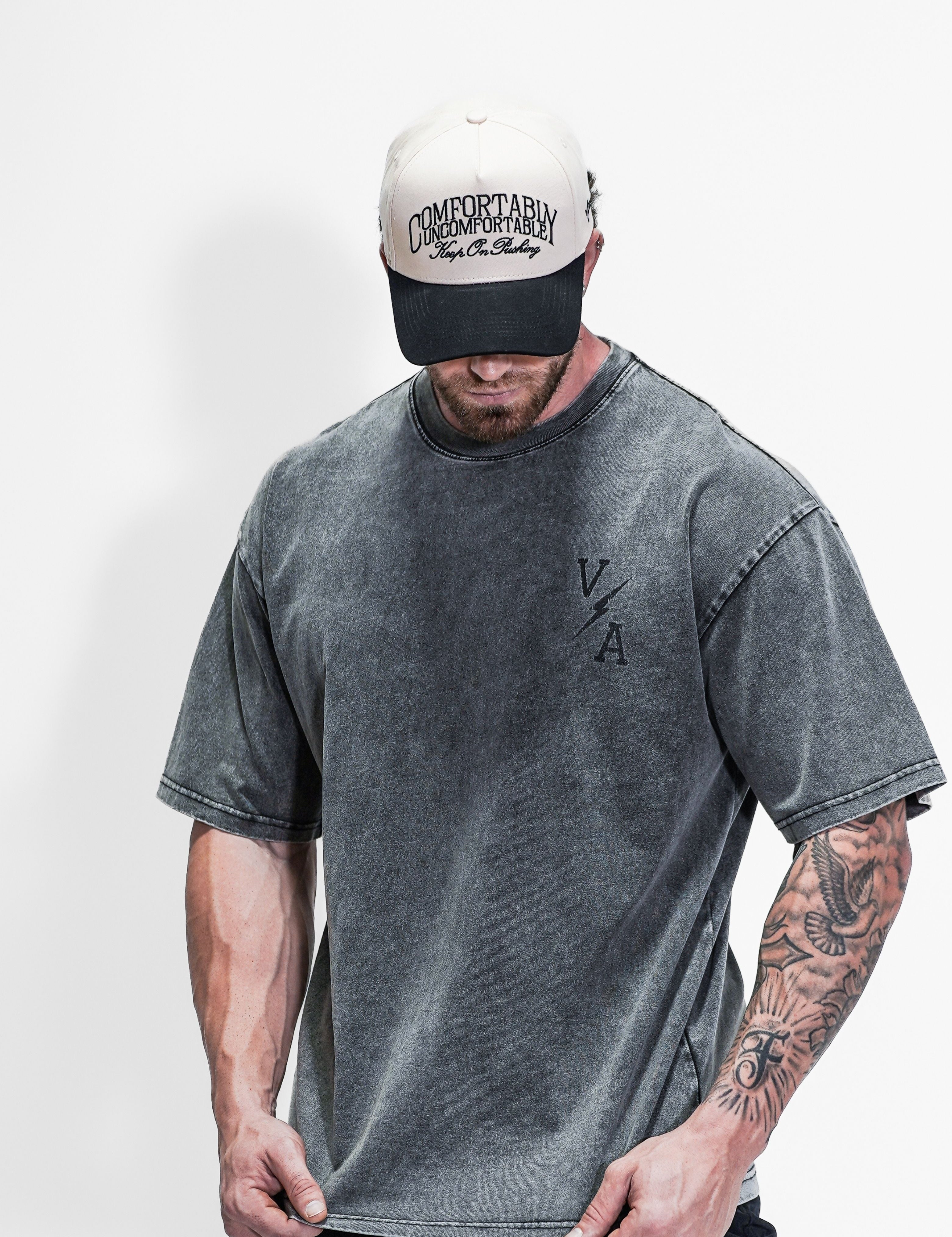 Oversized Pump Cover T-Shirt - Iron Therapy OE Gray Acid Wash - VITAL APPAREL