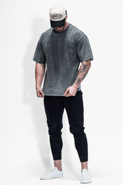 Oversized Pump Cover T-Shirt - Iron Therapy OE Gray Acid Wash - VITAL APPAREL