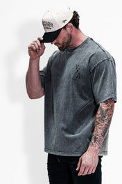 Oversized Pump Cover T-Shirt - Iron Therapy OE Gray Acid Wash - VITAL APPAREL