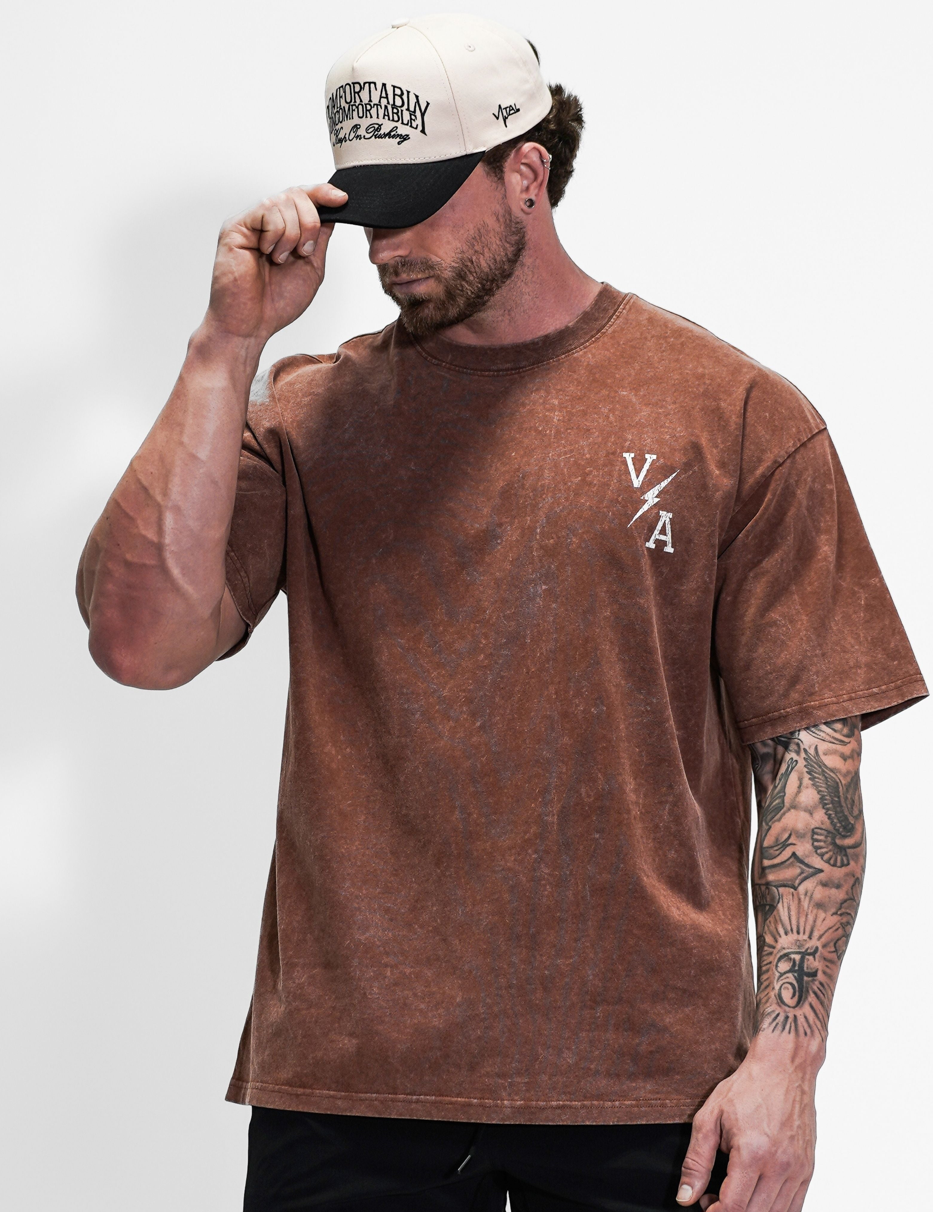 Oversized Pump Cover T-Shirt - Iron Therapy OE Rust Acid Wash - VITAL APPAREL