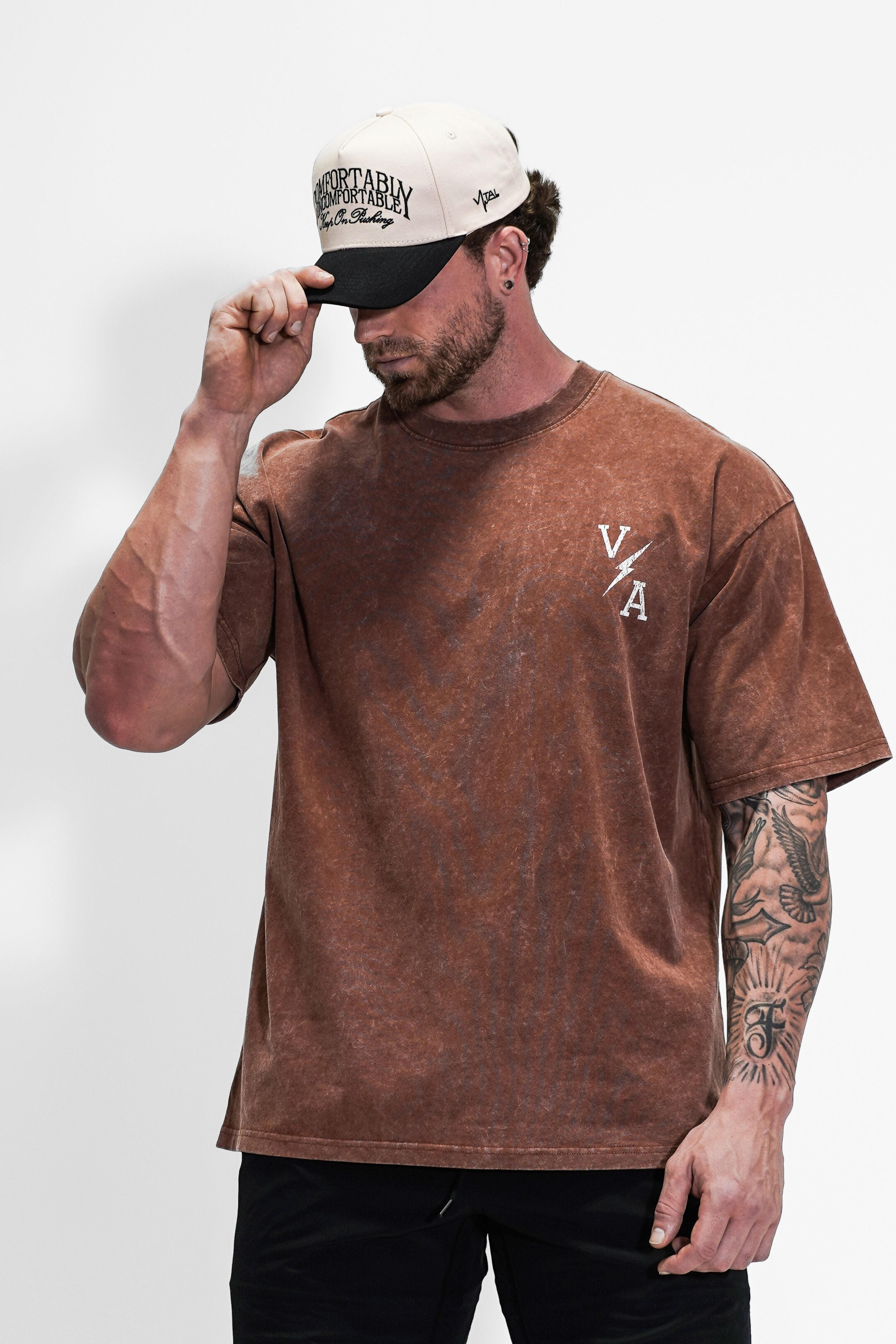 Oversized Pump Cover T-Shirt - Iron Therapy OE Rust Acid Wash - VITAL APPAREL