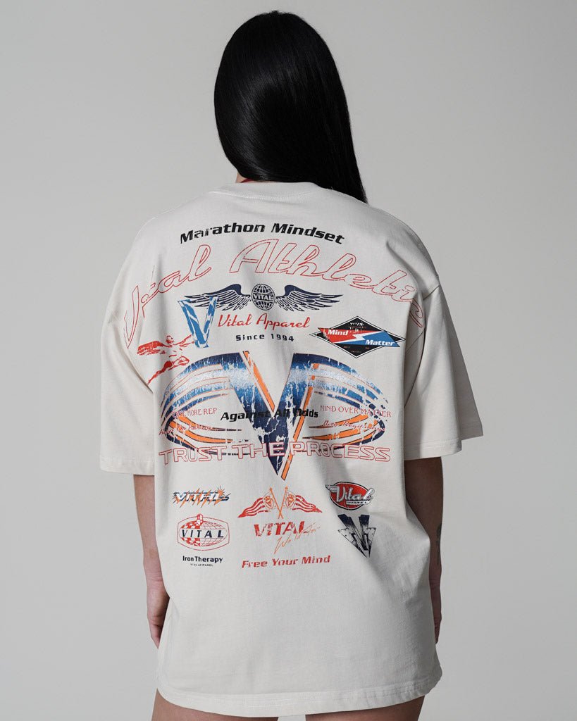 Oversized Pump Cover T-Shirt - Race T Cream - VITAL APPAREL