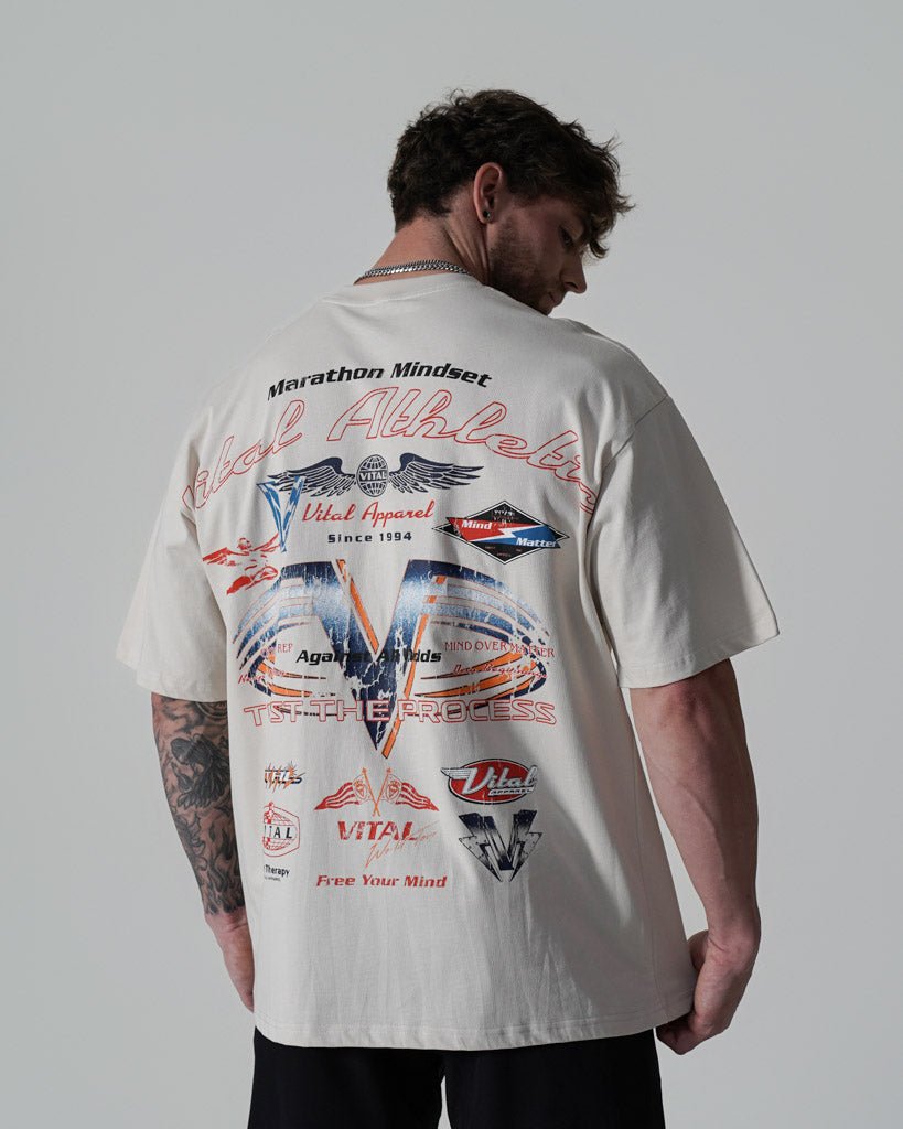 Oversized Pump Cover T-Shirt - Race T Cream - VITAL APPAREL