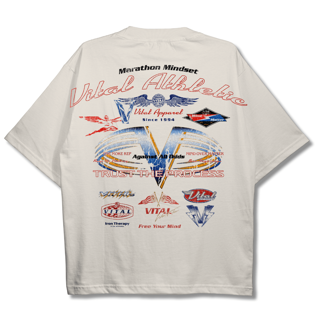 Oversized Pump Cover T-Shirt - Race T Cream - VITAL APPAREL