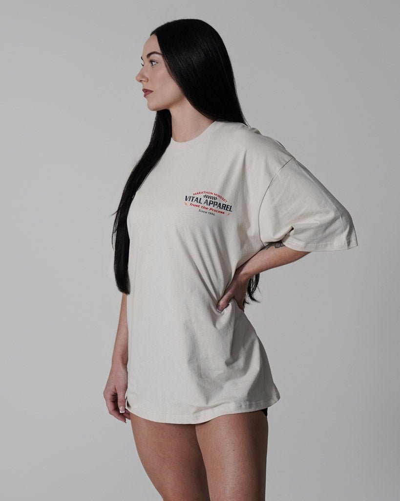 Oversized Pump Cover T-Shirt - Race T Cream - VITAL APPAREL