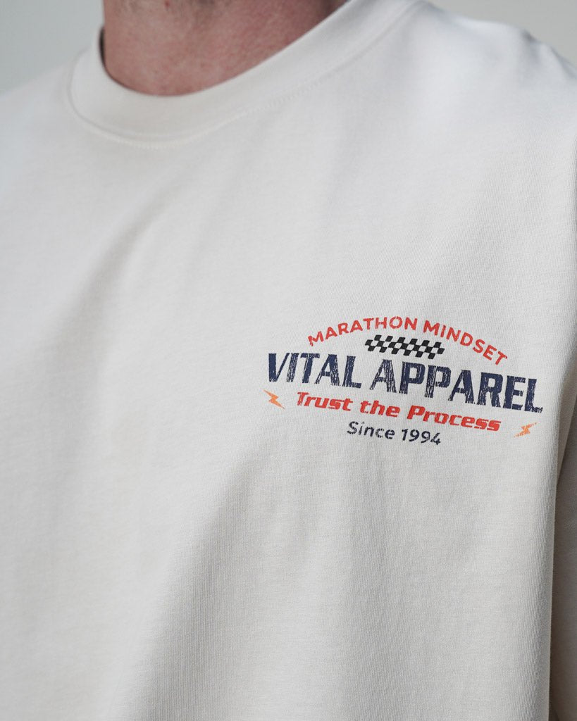 Oversized Pump Cover T-Shirt - Race T Cream - VITAL APPAREL