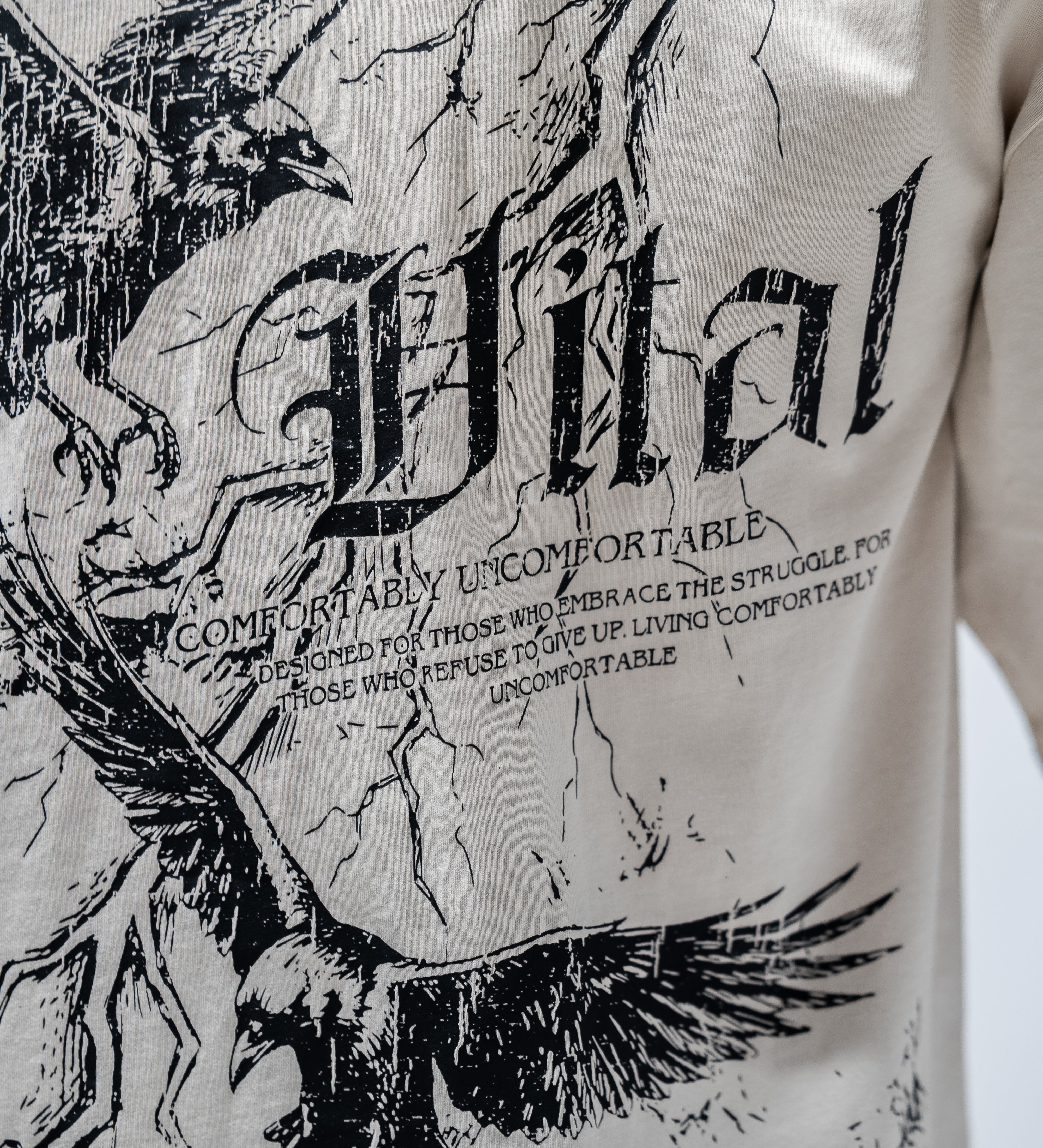 Oversized Pump Cover T-Shirt - Rebel T Cream - VITAL APPAREL