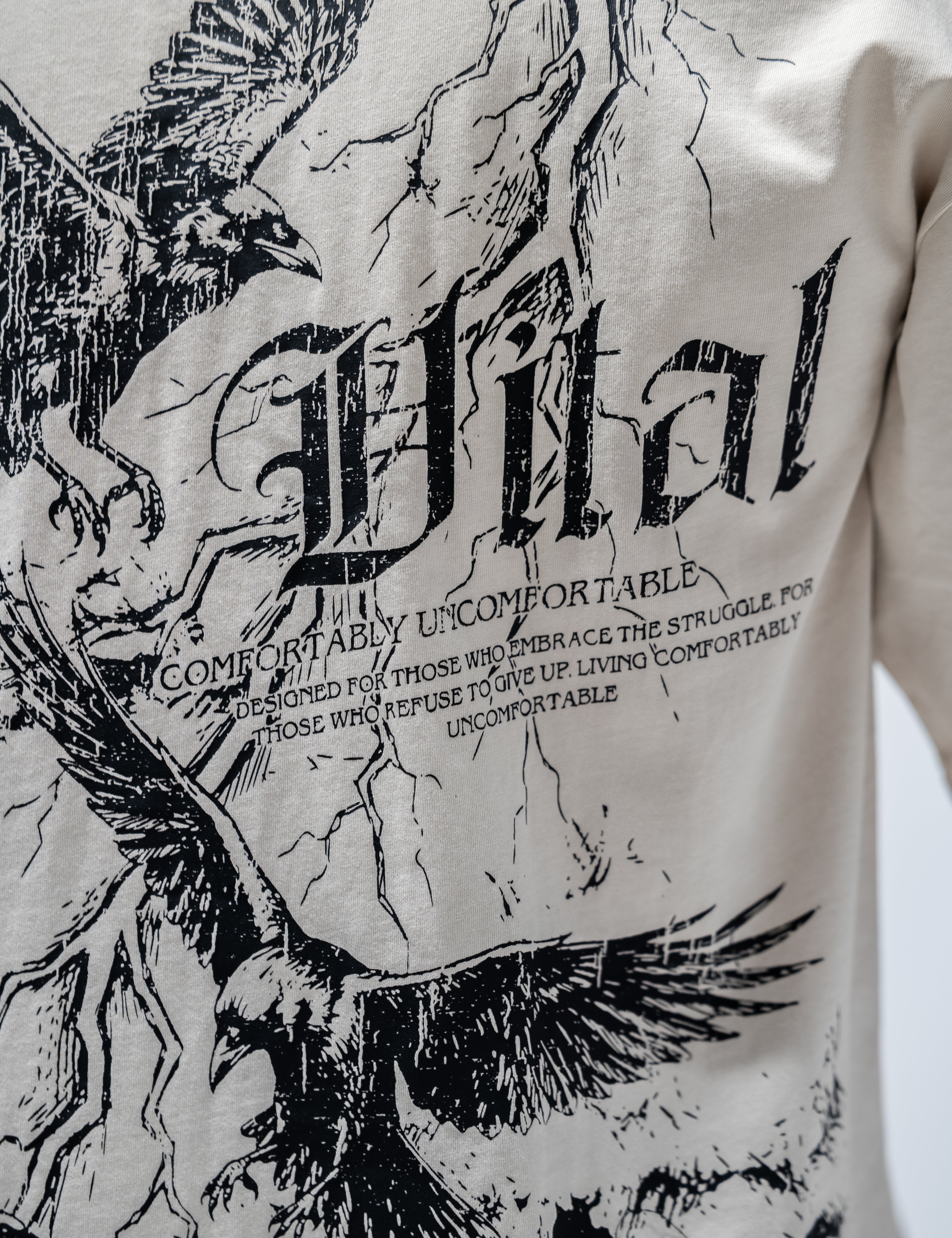 Oversized Pump Cover T-Shirt - Rebel T Cream - VITAL APPAREL
